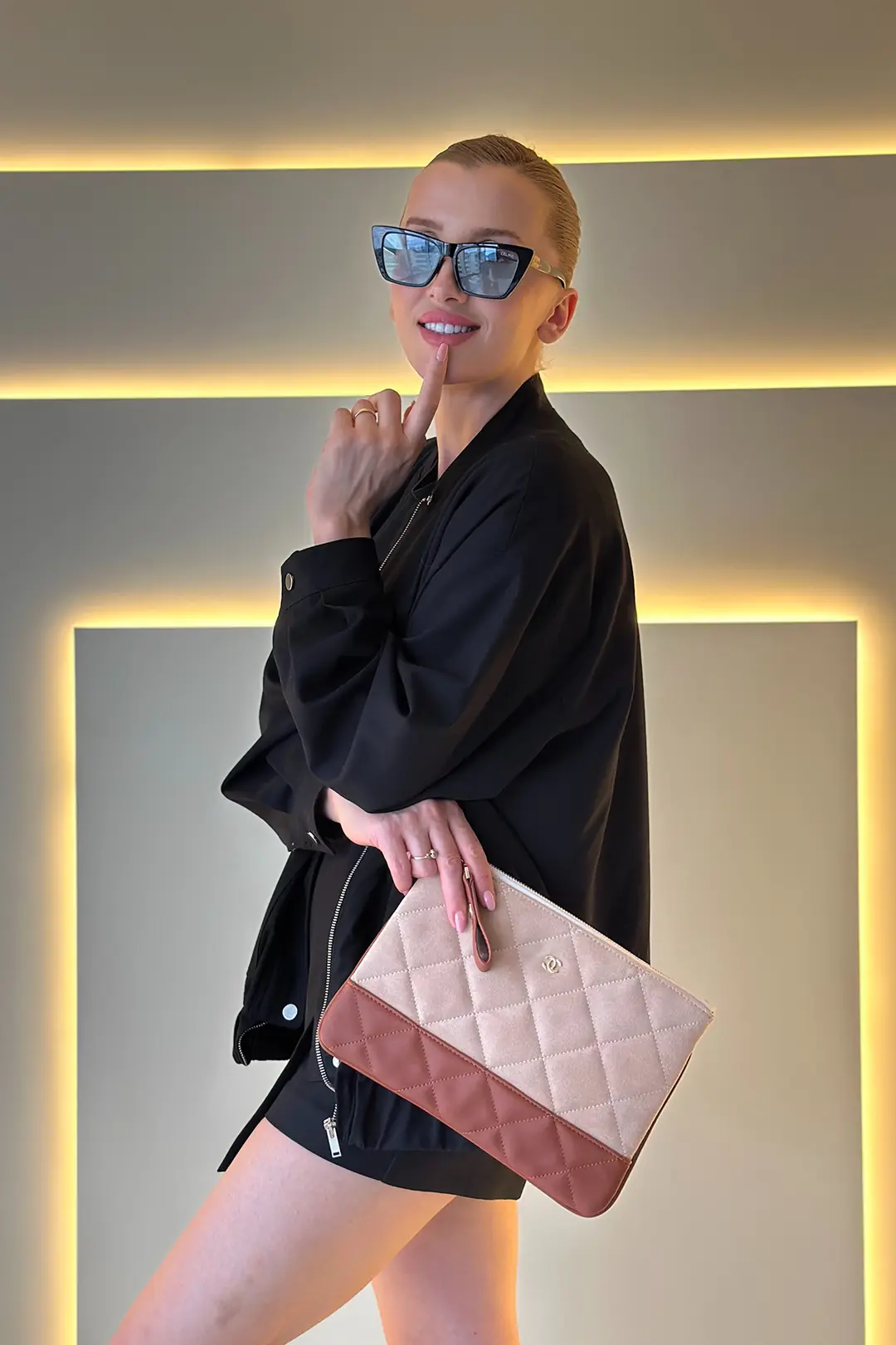 CHNL - Gabrielle Krem Taba Clutch Çanta