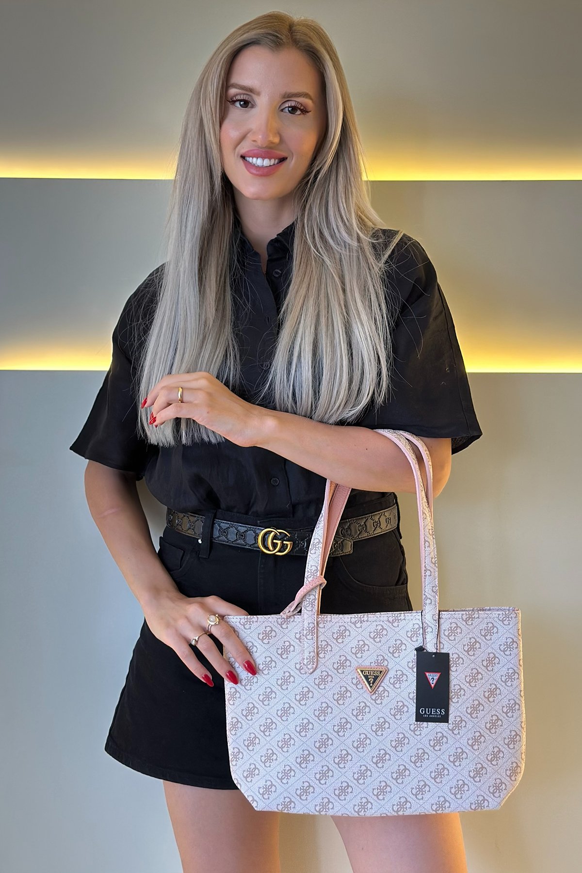 Gss- Big Bag Beyaz Pembe Detay