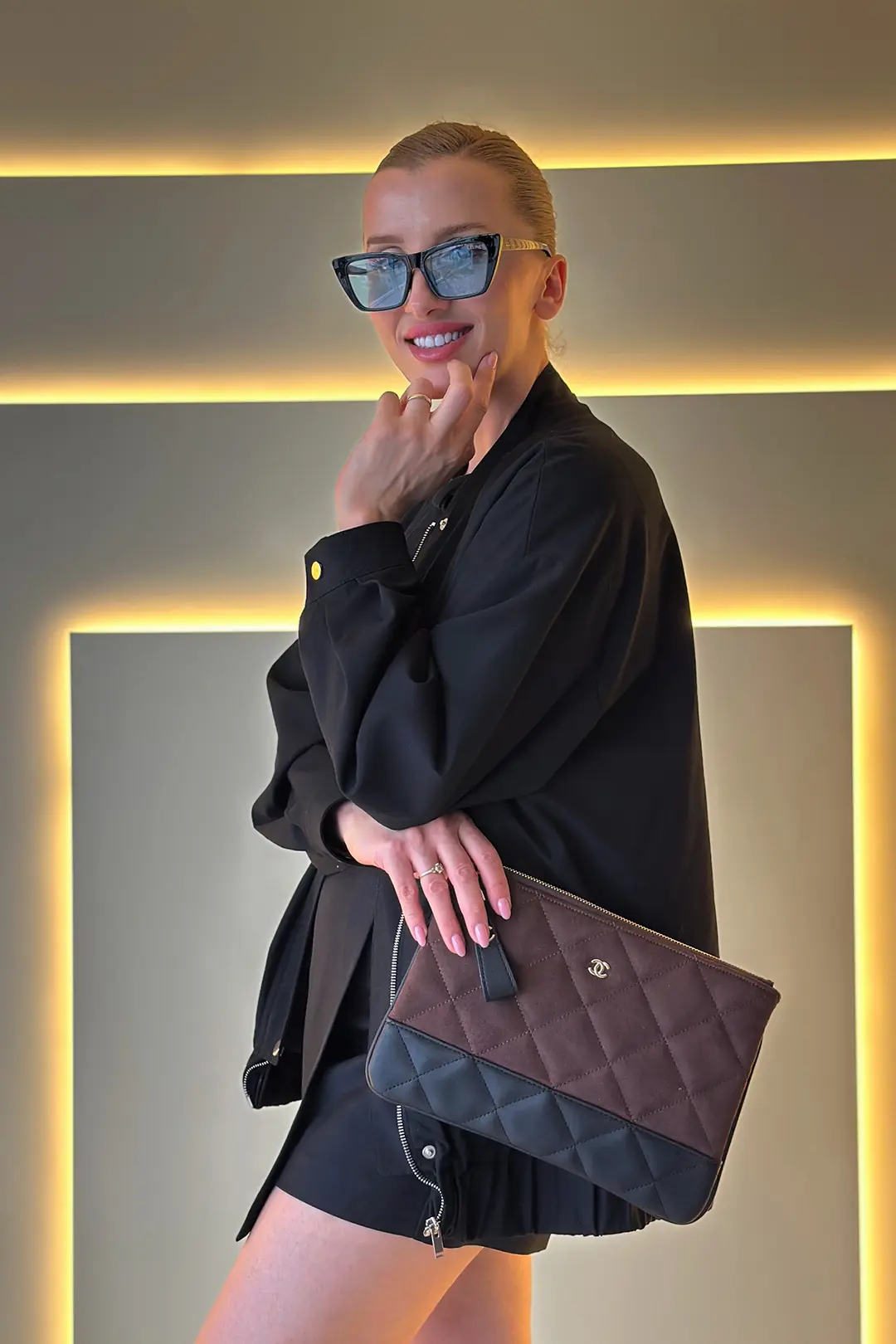 CHNL - Gabrielle Kahve Siyah Clutch Çanta