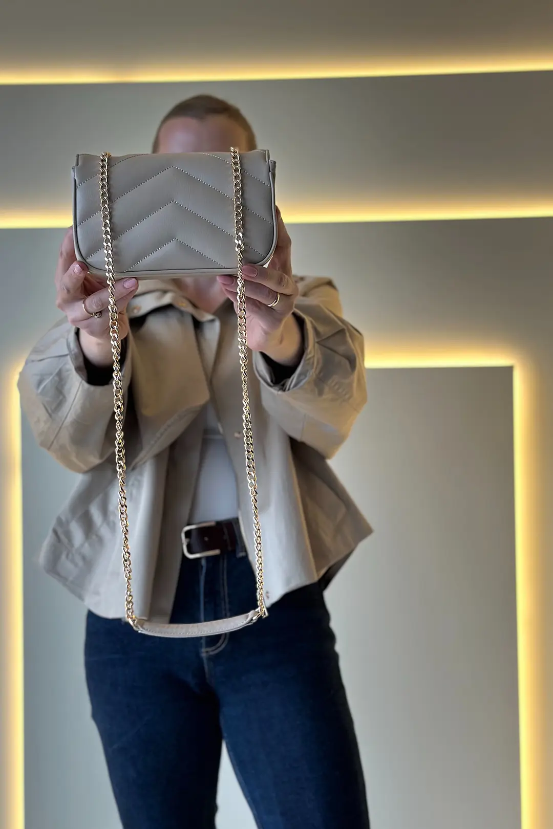 YSL - Mini Lou Krem Çanta