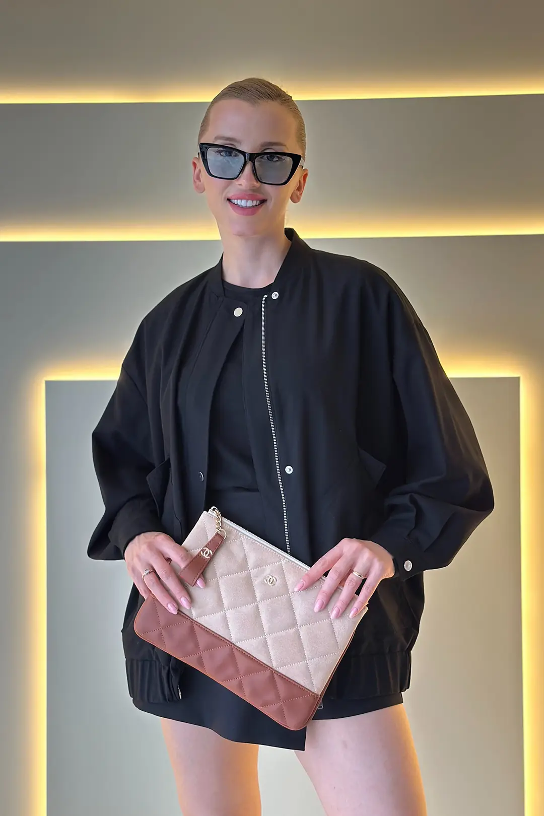 CHNL - Gabrielle Krem Taba Clutch Çanta