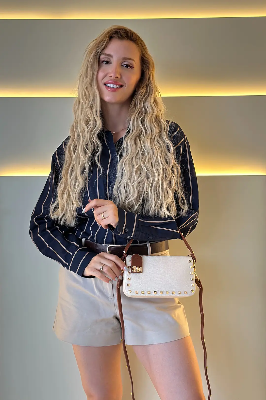 Vltn - Rockstud Beyaz Taba Askı