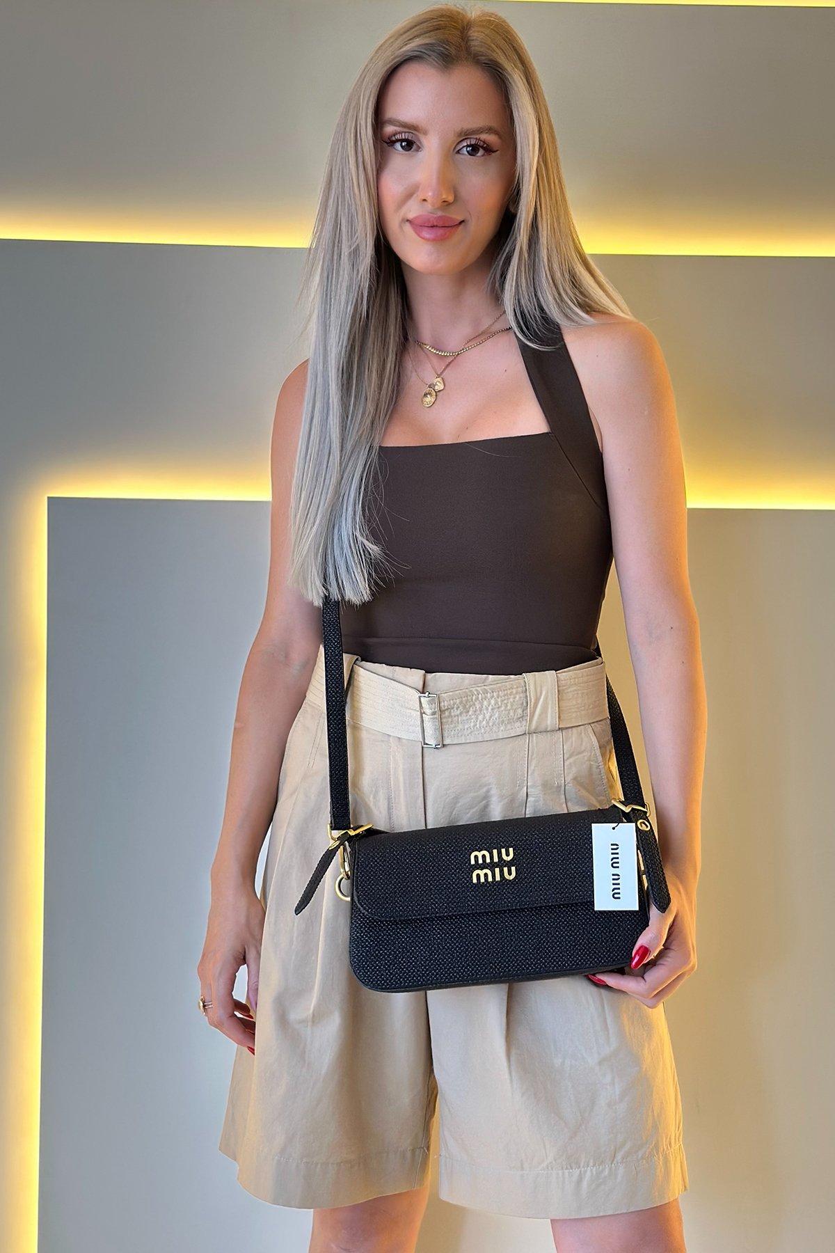Miu Mi - Baggy Siyah Gold Logo Detay