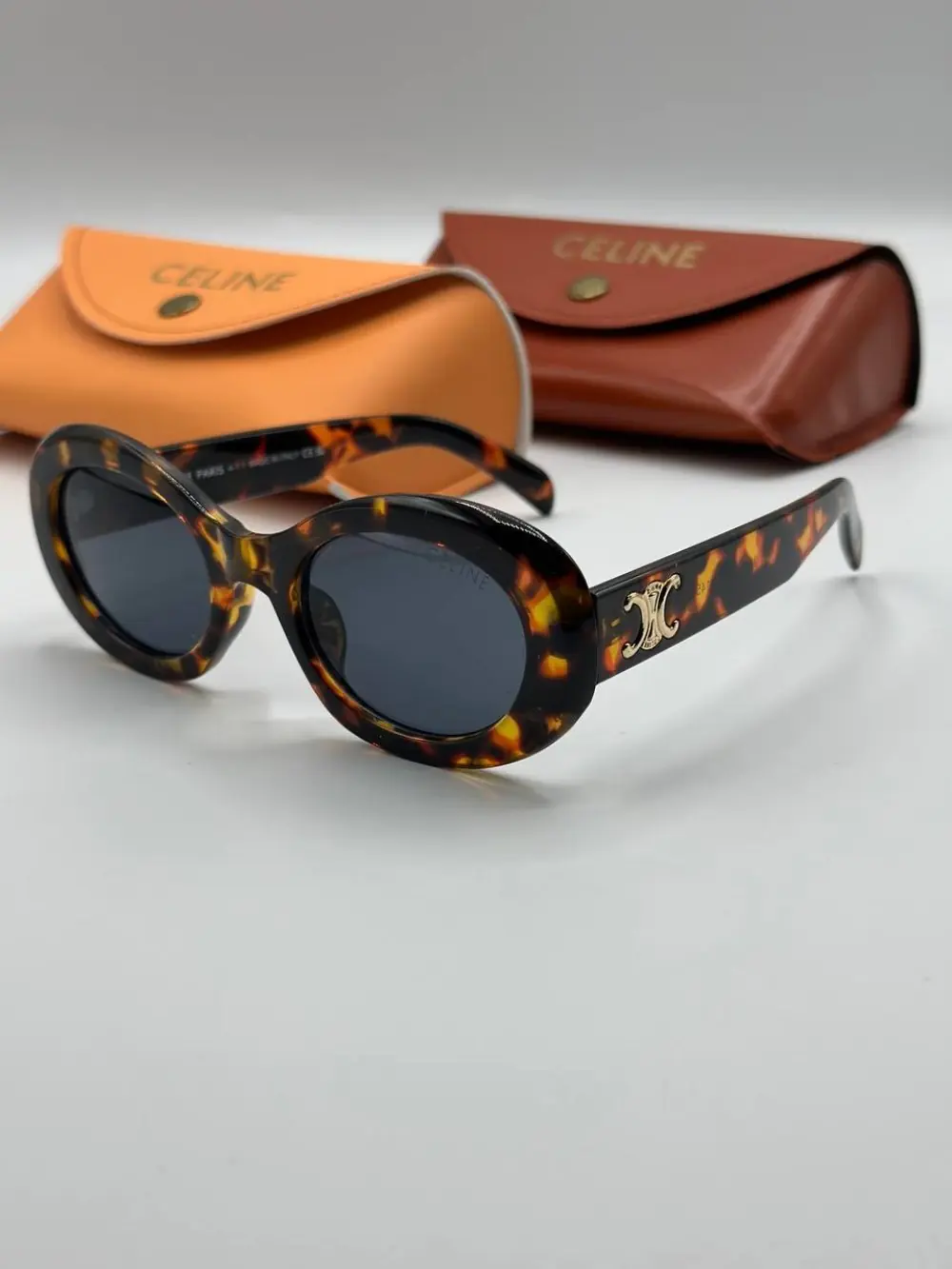 Celine Triomphe 01 CL40194U 25A Leopar Oval Kadın Güneş Gözlüğü G4850-DB