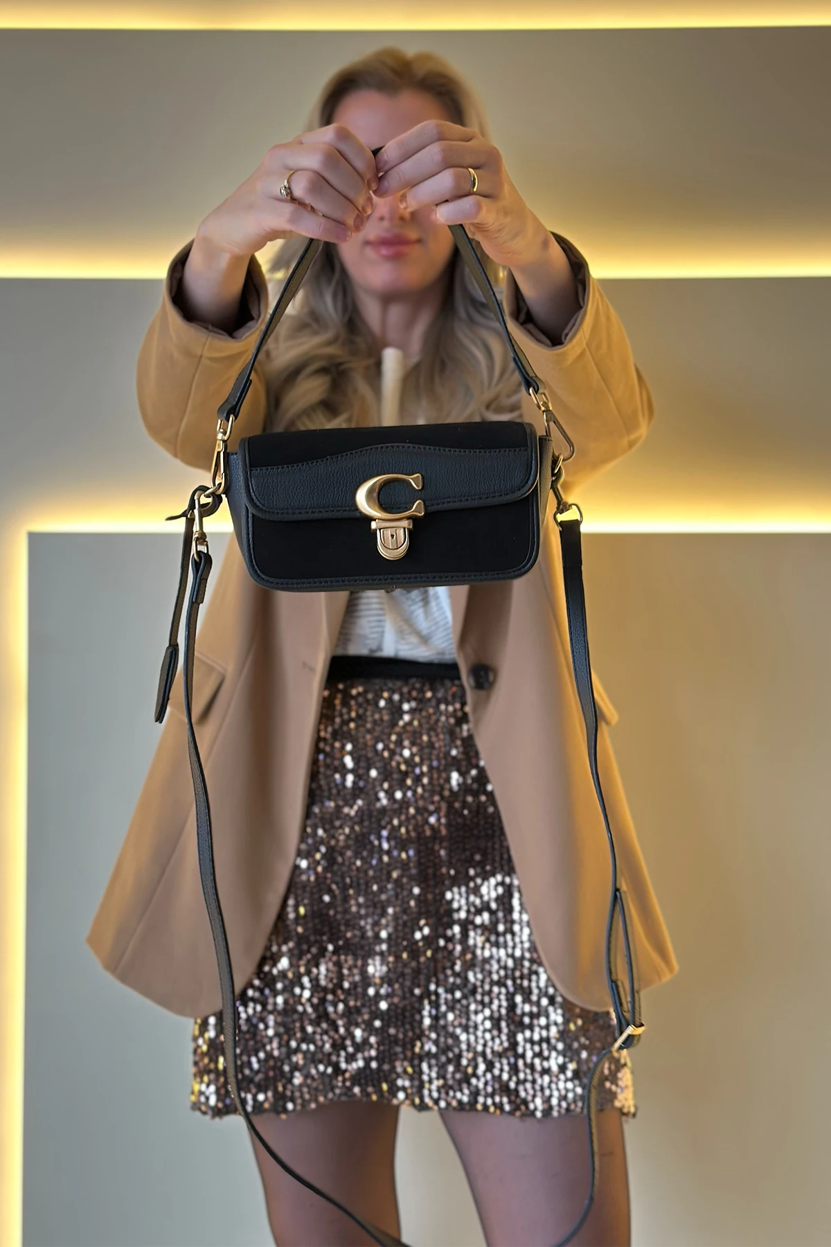 CCH - Mini Süet Siyah Çanta