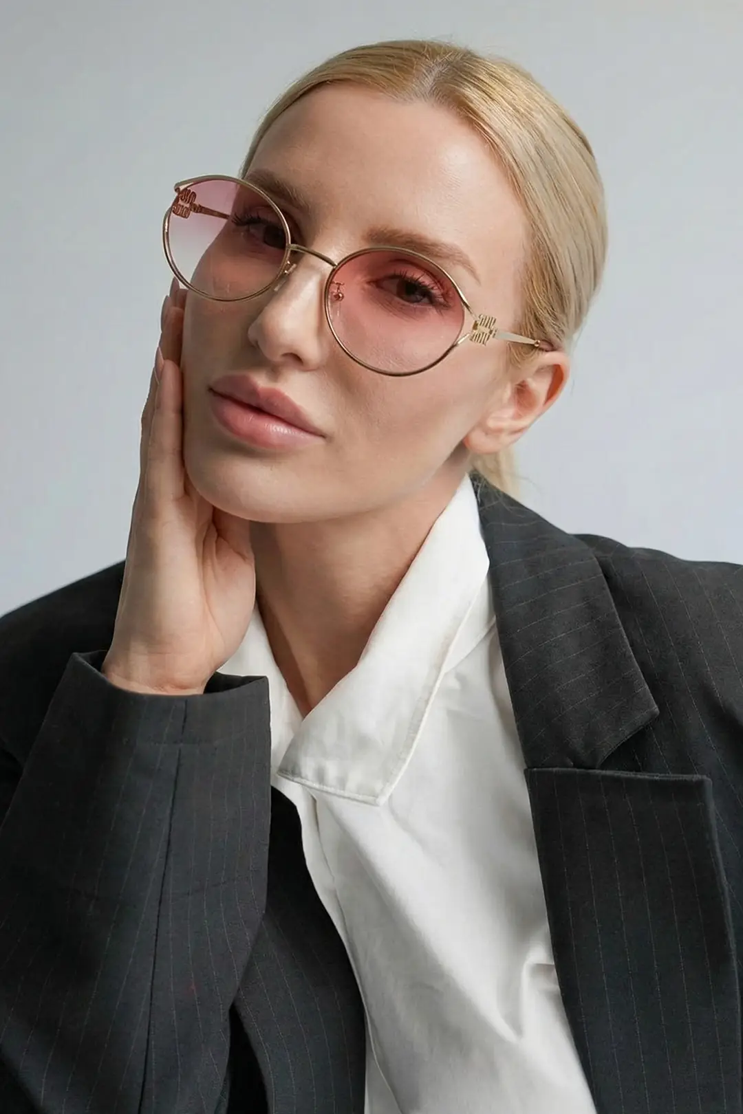 MİU Mİ - Güneş Gözlüğü Pembe Cam Gold İnce Çerçeve