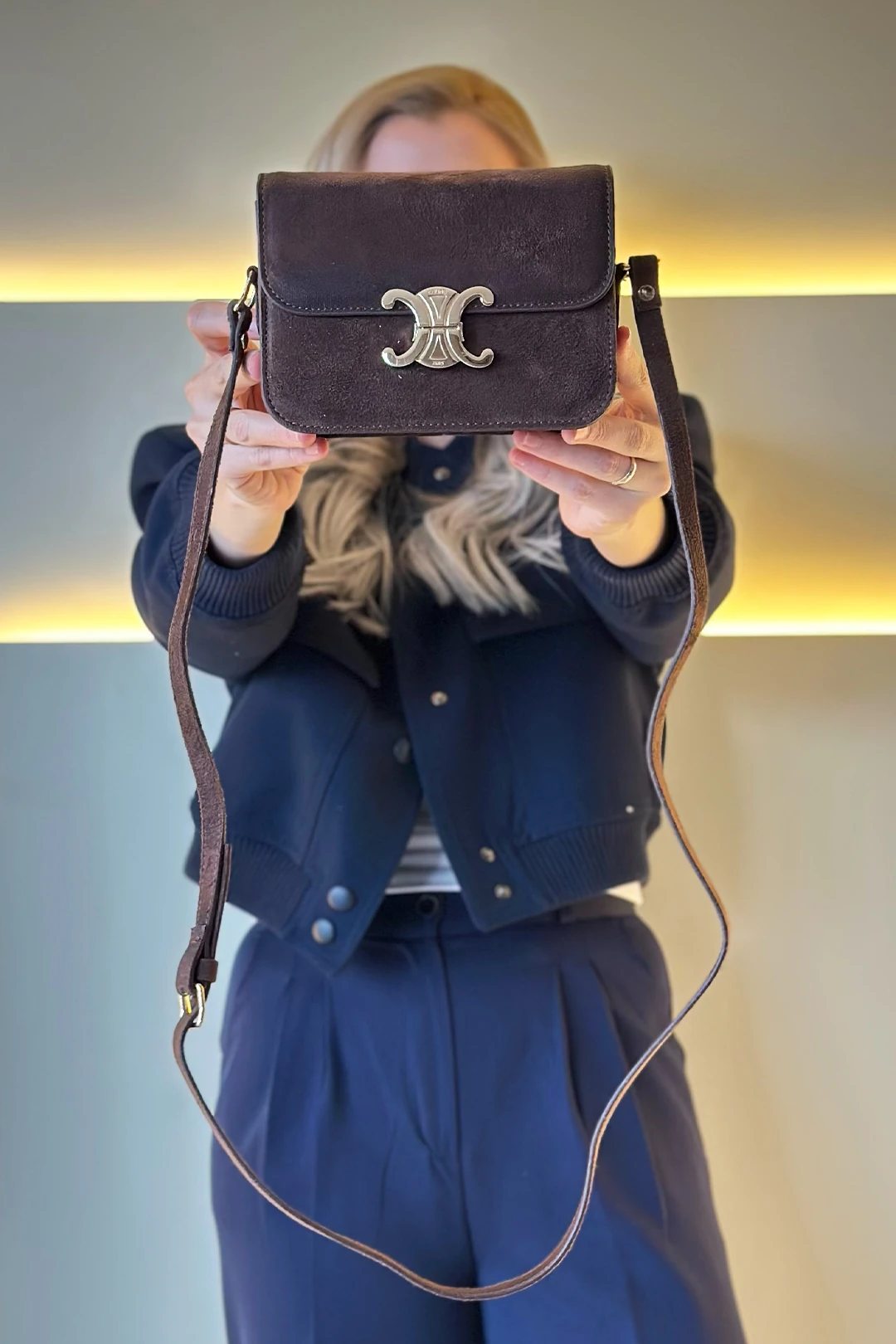 CLN - Mini Süet Acı Kahve Çanta