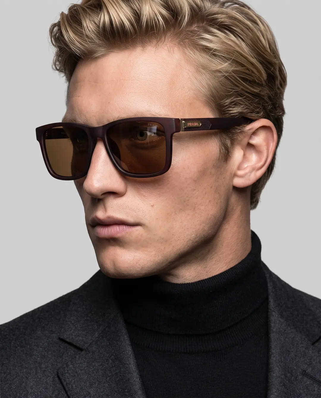 Prada Kahverengi Mat Çerçeve Polarize Erkek Güneş Gözlüğü G4791-DB Kahverengi