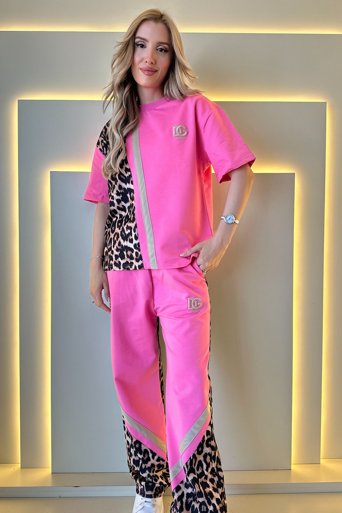 Dlc Gbbn - Eşofman Takımı Pembe Leopar Detay