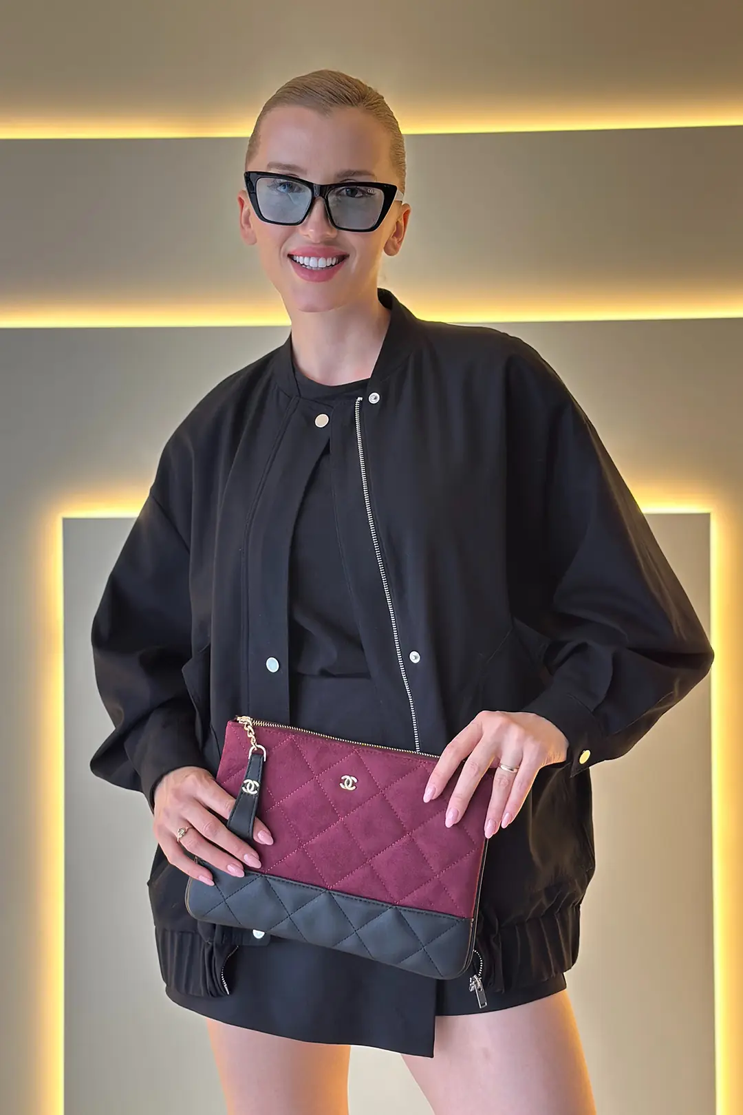 CHNL - Gabrielle Bordo Siyah Clutch Çanta