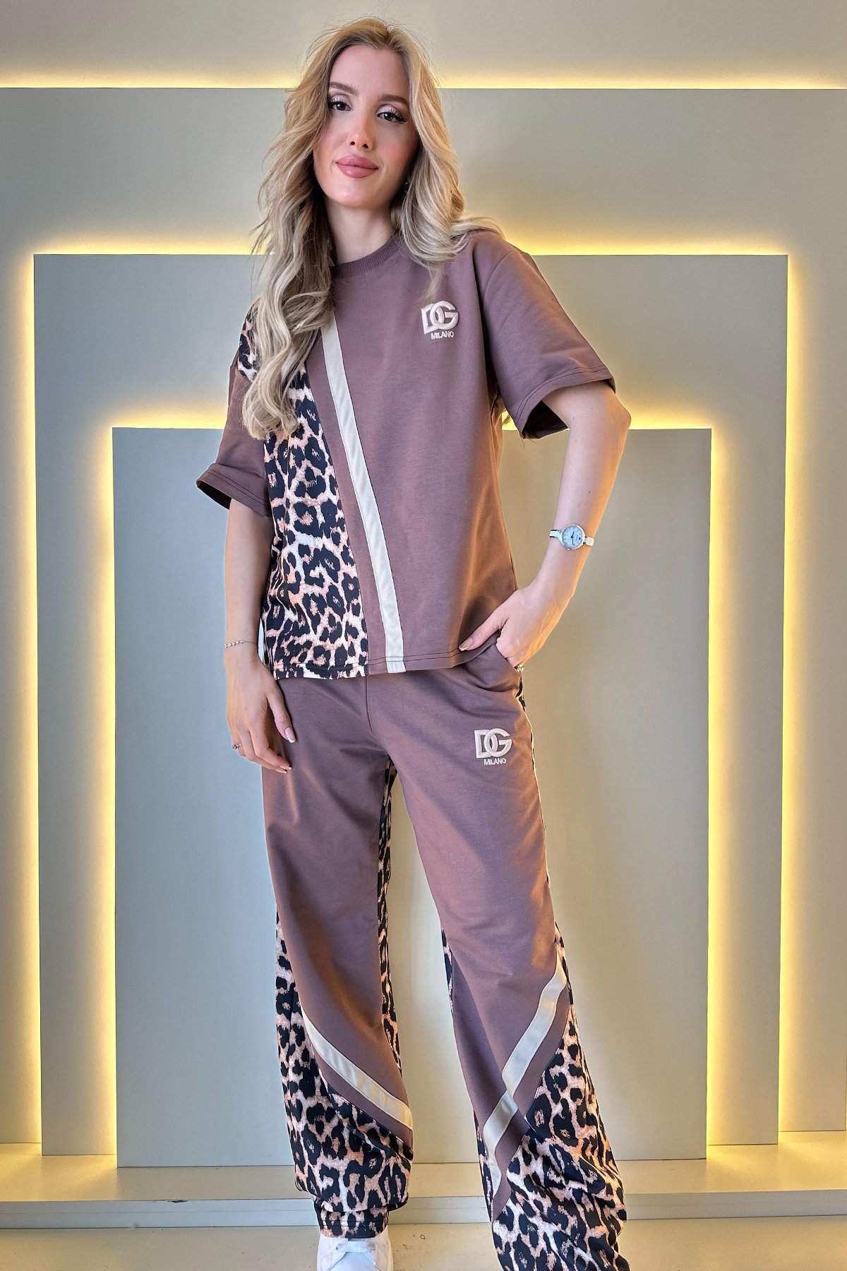 Dlc Gbbn - Eşofman Takımı Lila Leopar Detay