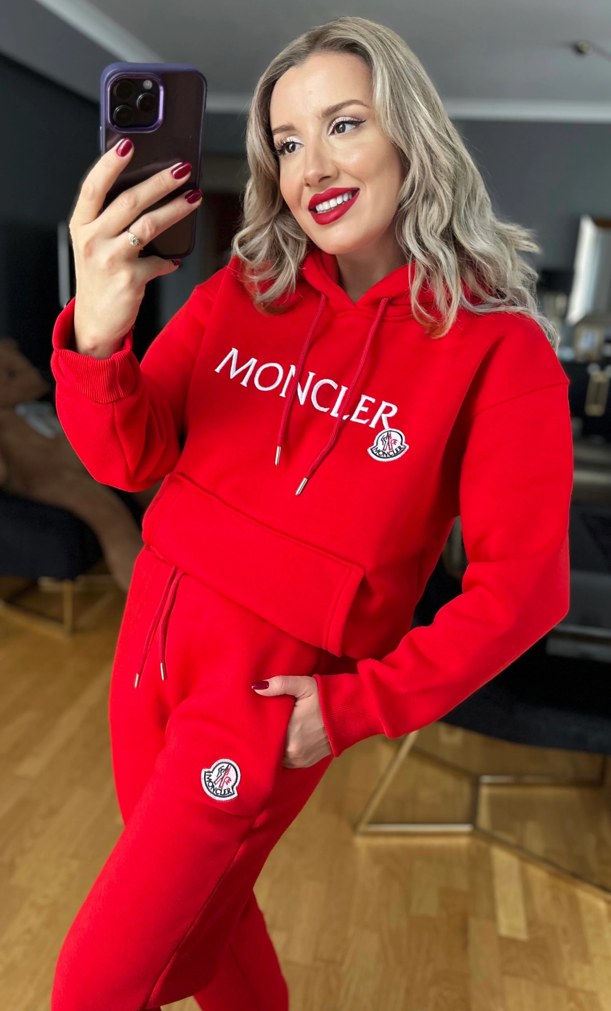 Mnclr - Fleece Kırmızı Eşofman Takımı