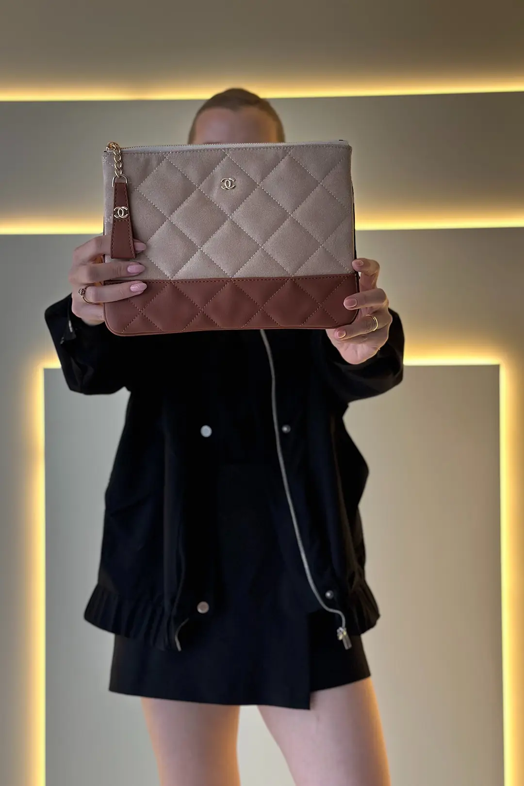 CHNL - Gabrielle Krem Taba Clutch Çanta
