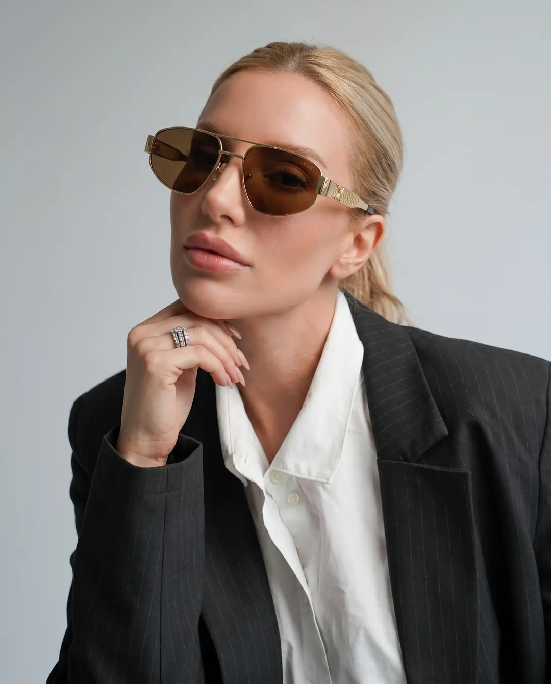 Cln - Kahverengi Cam Gold Metal Kasa İthal Unisex Gözlük
