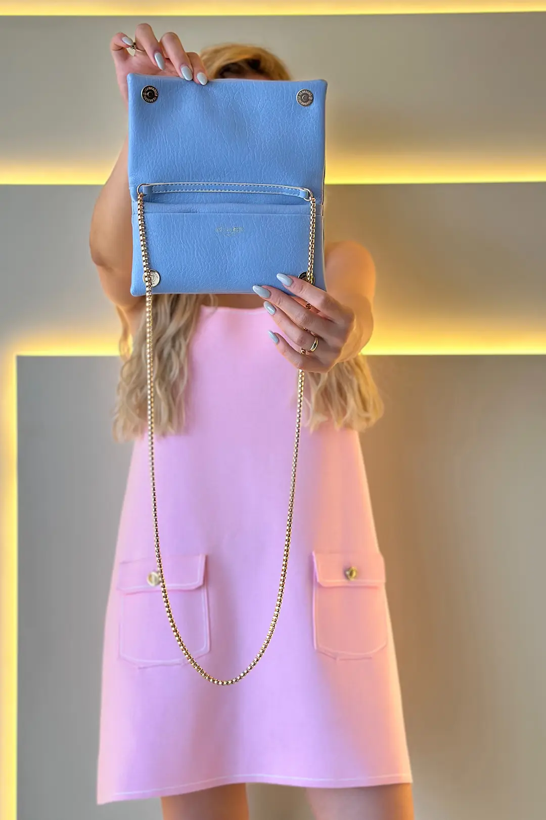 Ysl - Mini Zincirli Bebe Mavisi