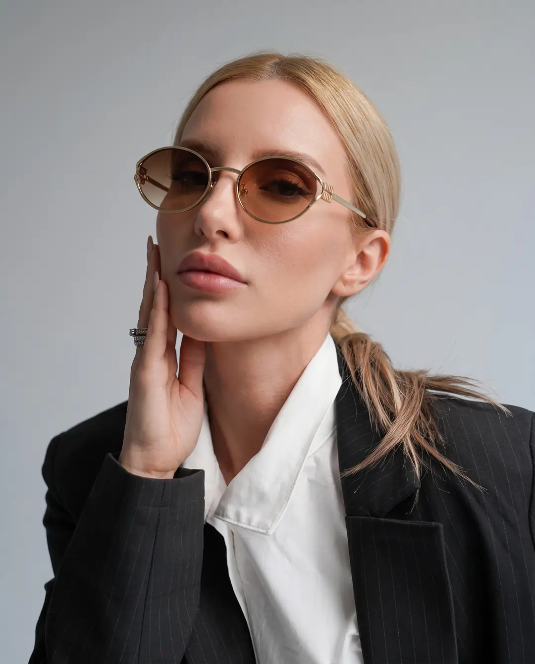 Miu Miu SMUA54 Kahverengi Metal Yuvarlak Kadın Güneş Gözlüğü G4829-DB