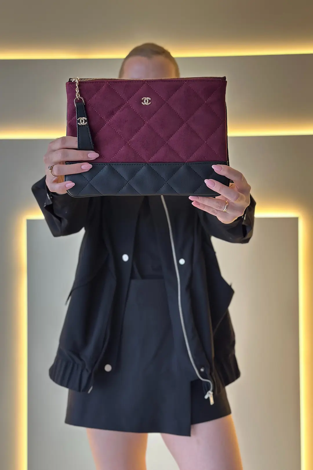 CHNL - Gabrielle Bordo Siyah Clutch Çanta