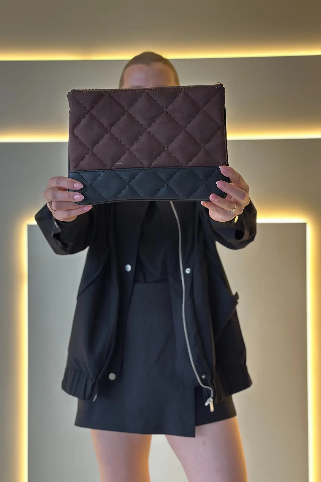 CHNL - Gabrielle Kahve Siyah Clutch Çanta