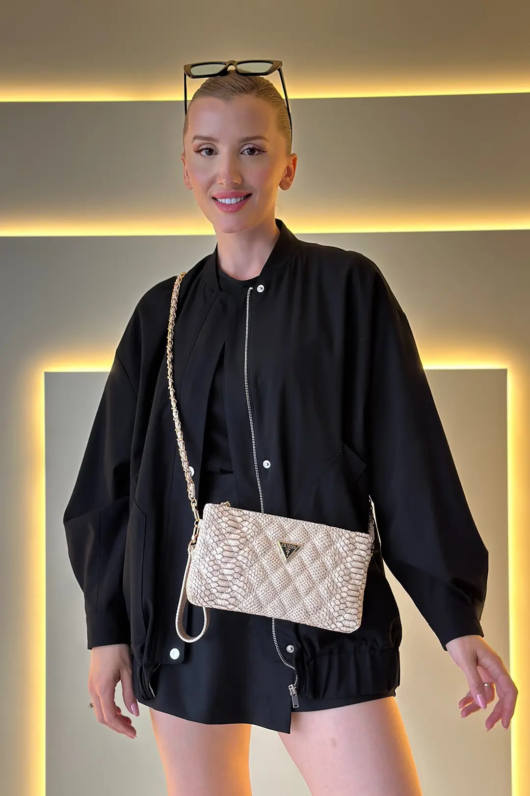 GSS - Zalina Clutch Beyaz Yılan Derisi Çanta