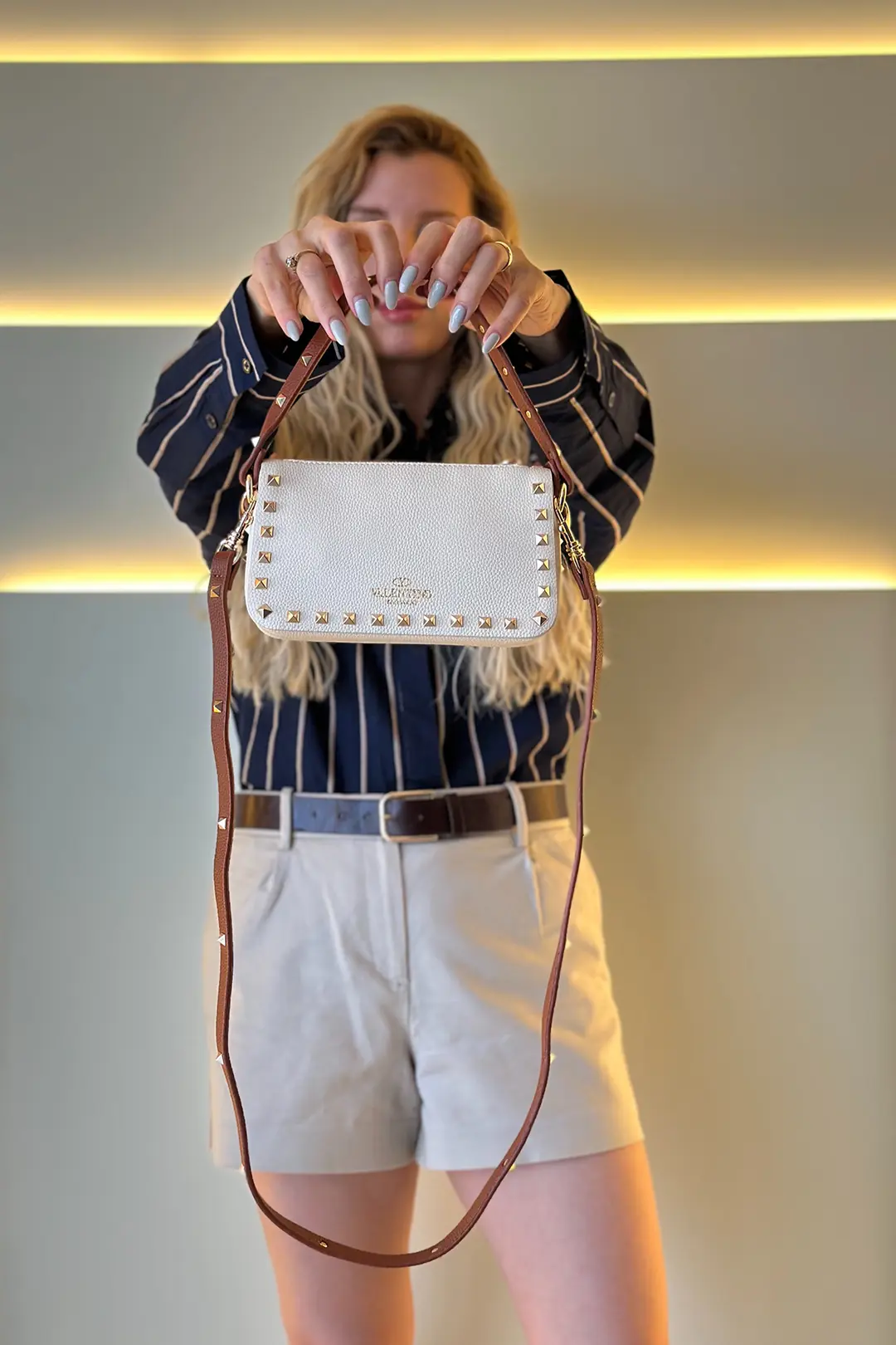 Vltn - Rockstud Beyaz Taba Askı