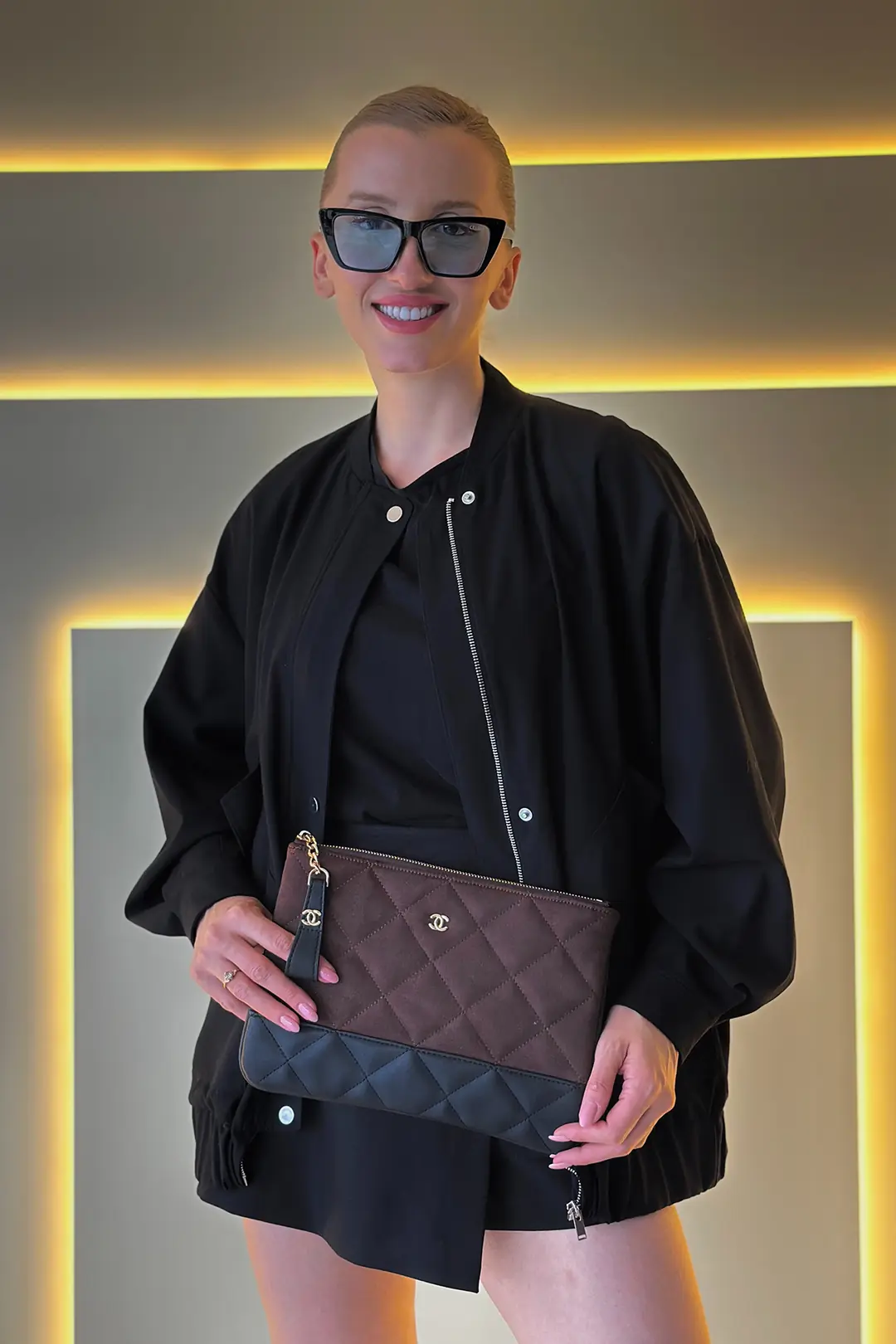 CHNL - Gabrielle Kahve Siyah Clutch Çanta
