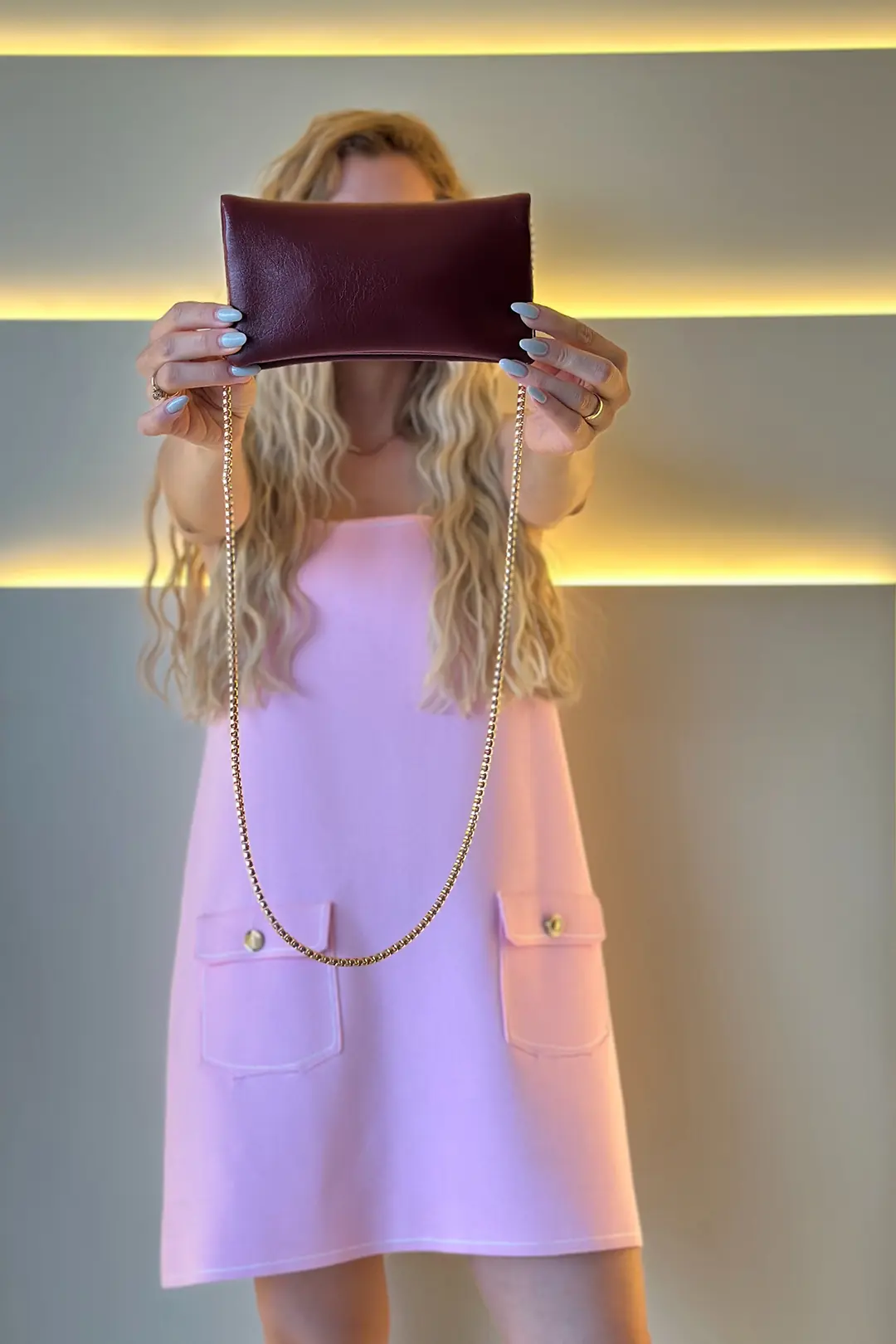 Ysl - Mini Zincirli Bordo