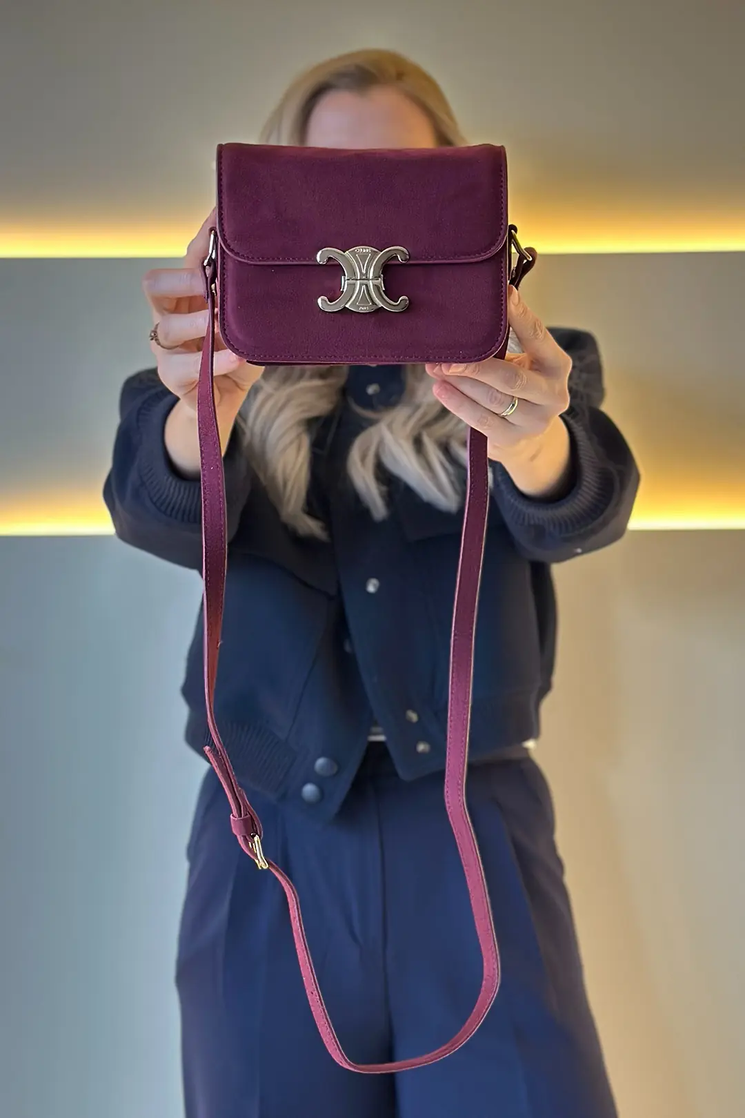 CLN - Mini Süet Bordo Çanta
