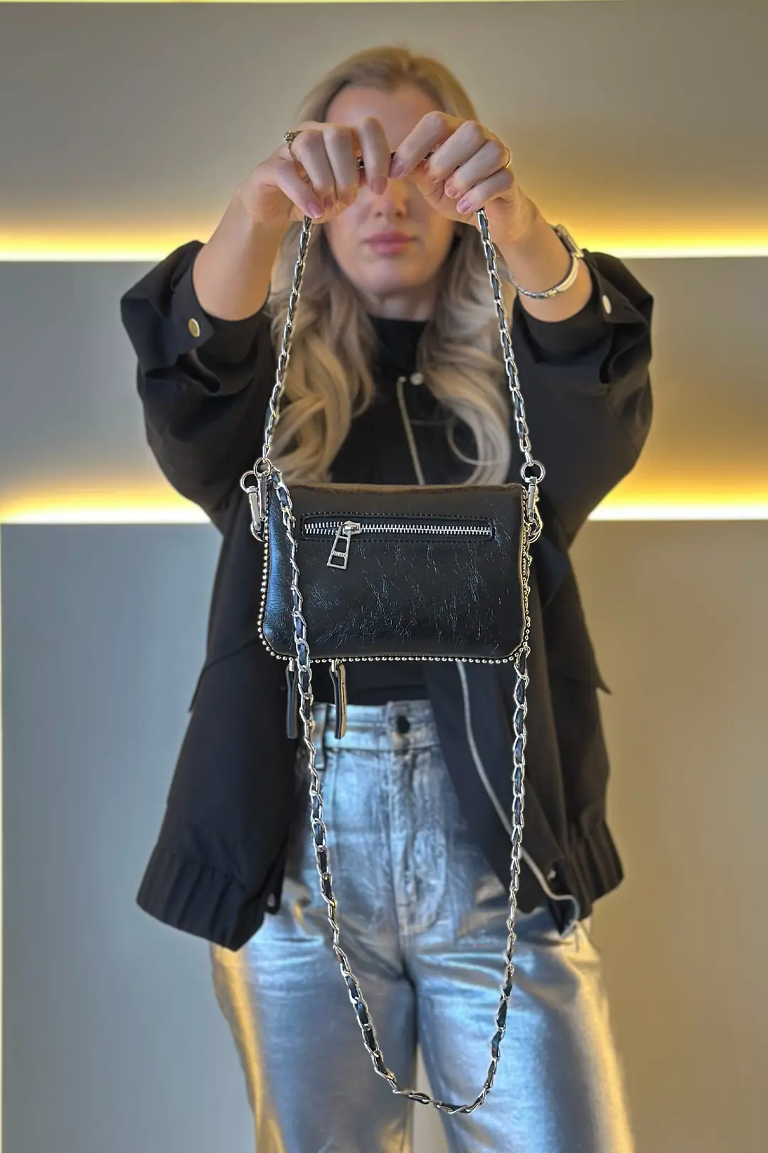 ZDG VLTR - New Rock Mini Siyah Rugan Çanta