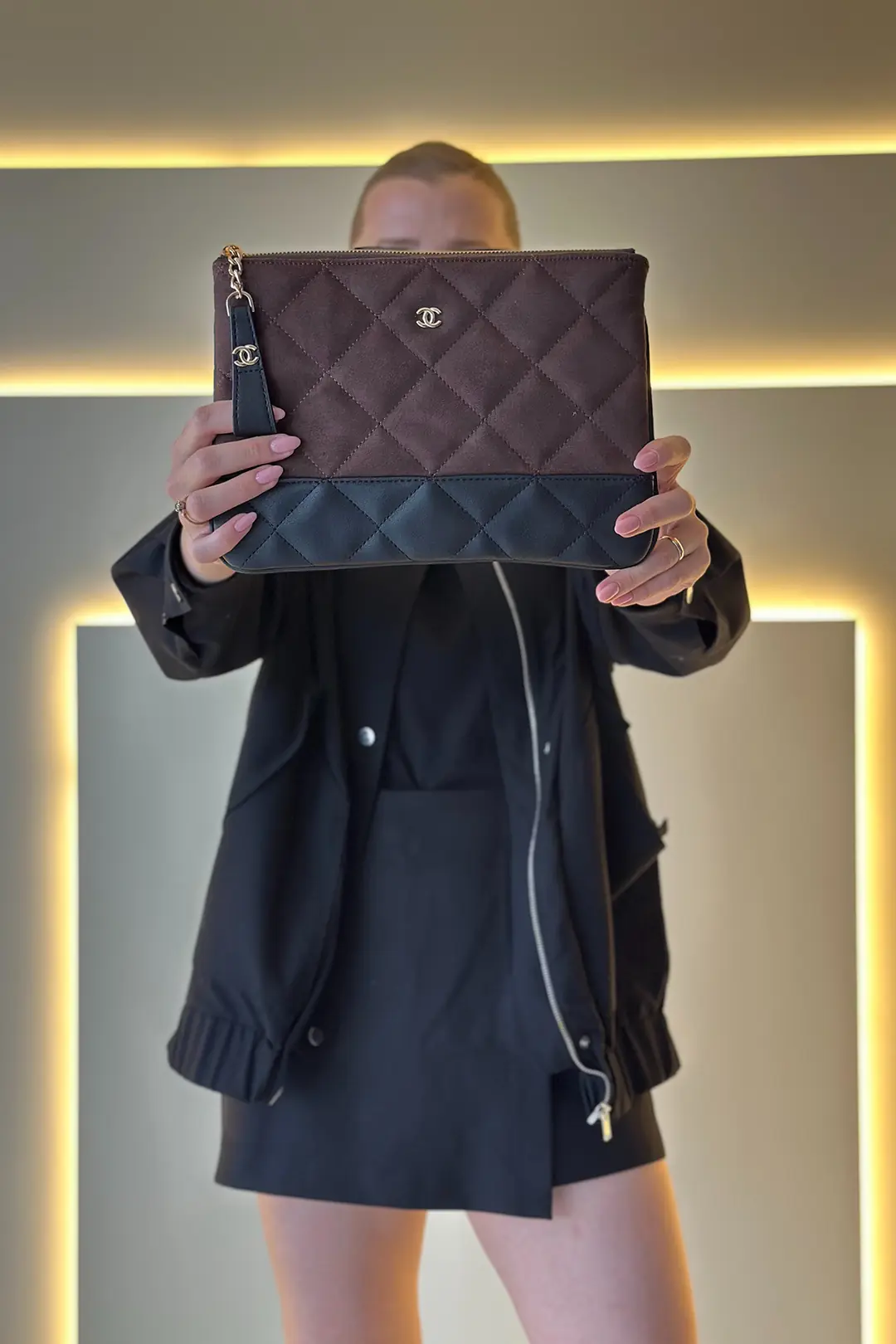 CHNL - Gabrielle Kahve Siyah Clutch Çanta