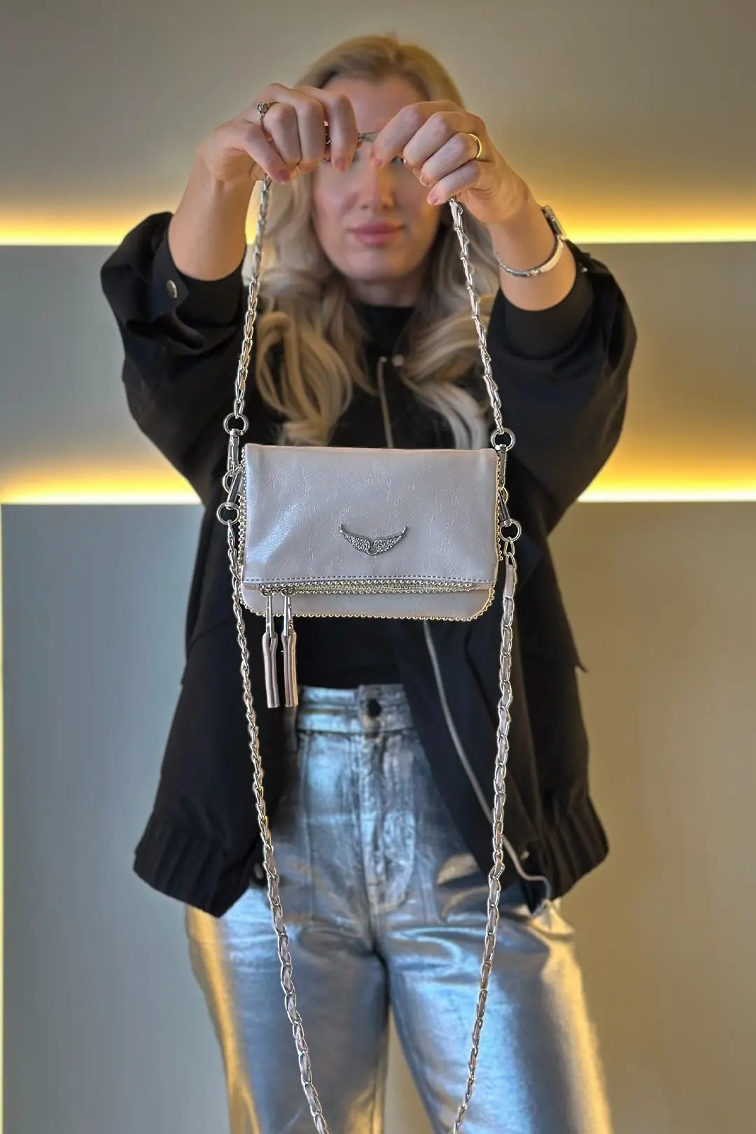 ZDG VLTR - New Rock Mini Krem Çanta