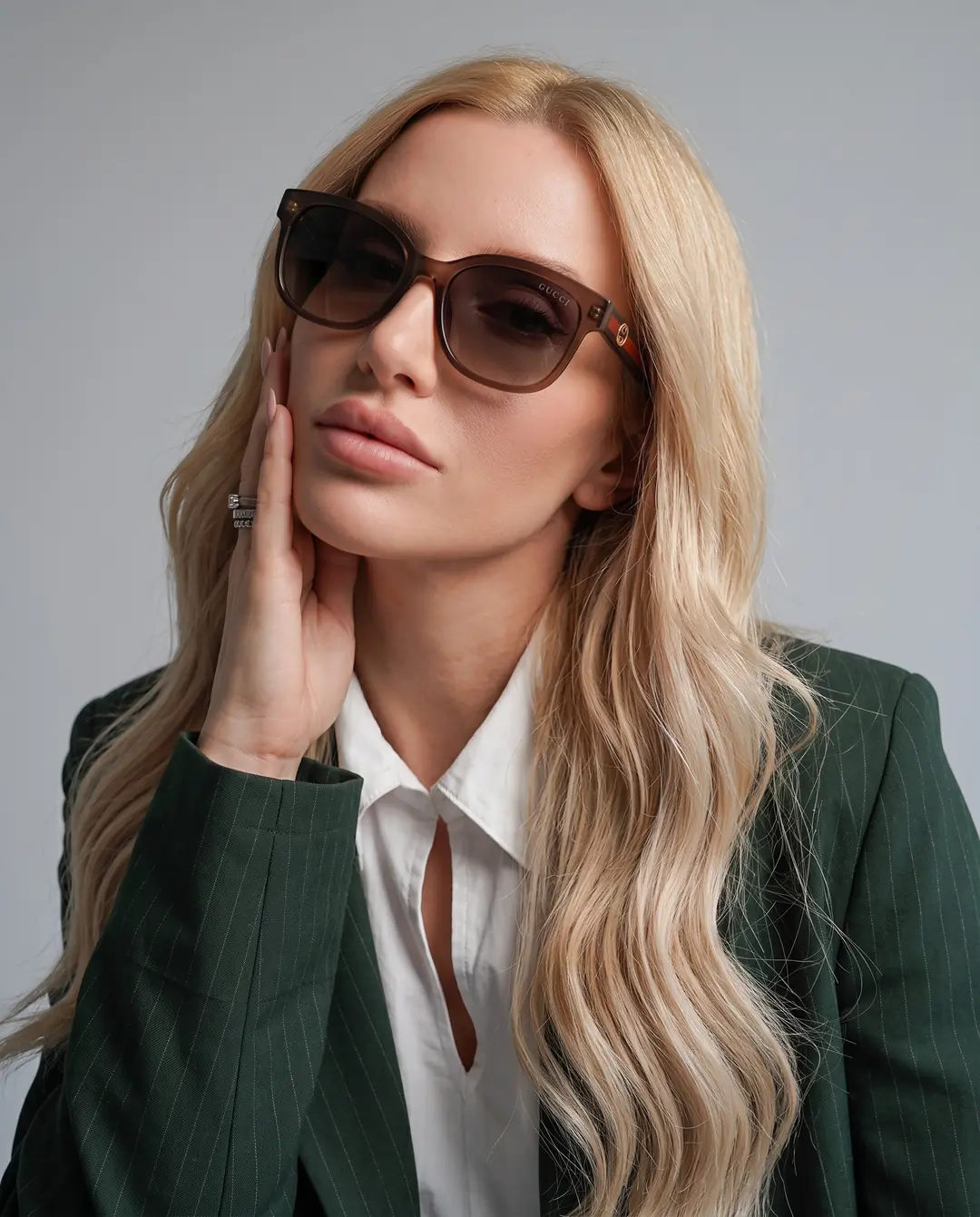 Gucci Web Stripe Round-Frame Kahverengi Kadın Gözlük G4715-CN