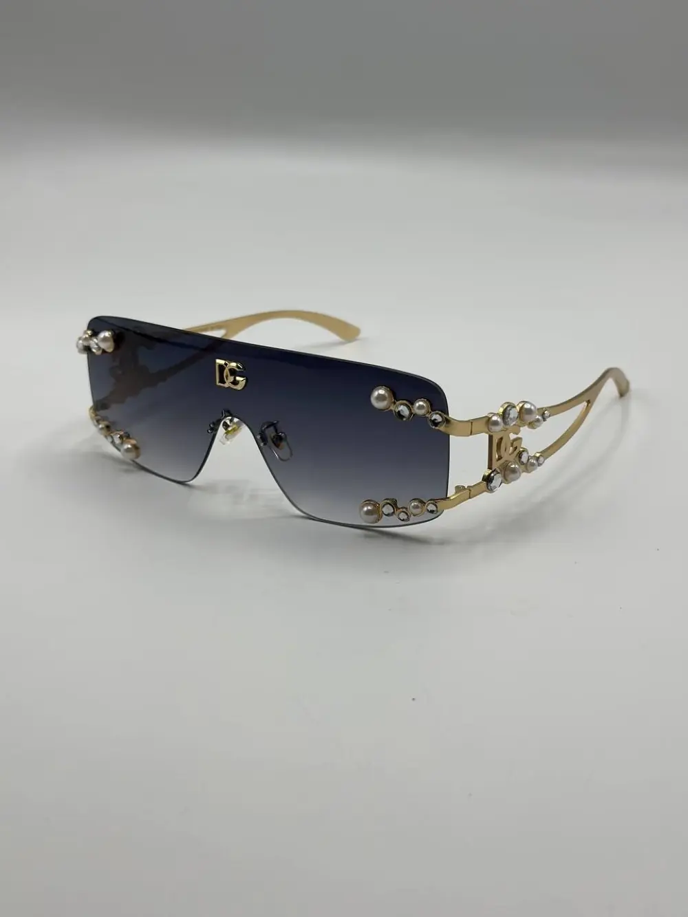 Dolce - Gabbana İnci Taşlı Çerçevesiz Maske Kadın Güneş Gözlüğü G4872-DB