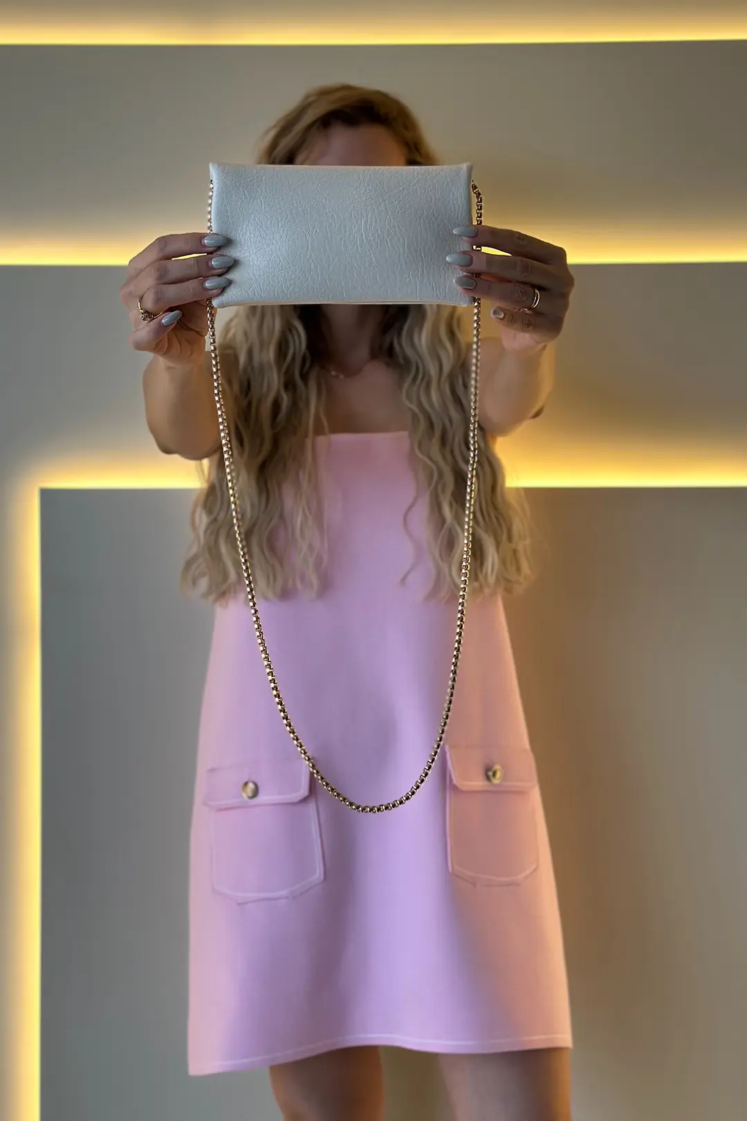 Ysl - Mini Zincirli Kırık Beyaz