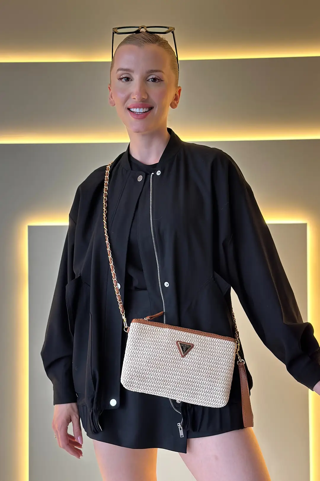 GSS - Zalina Clutch Beyaz Taba Hasır Çanta