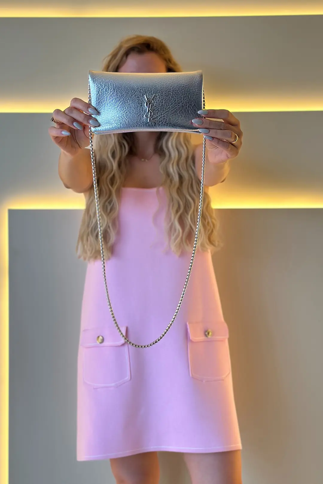 Ysl - Mini Zincirli Gümüş