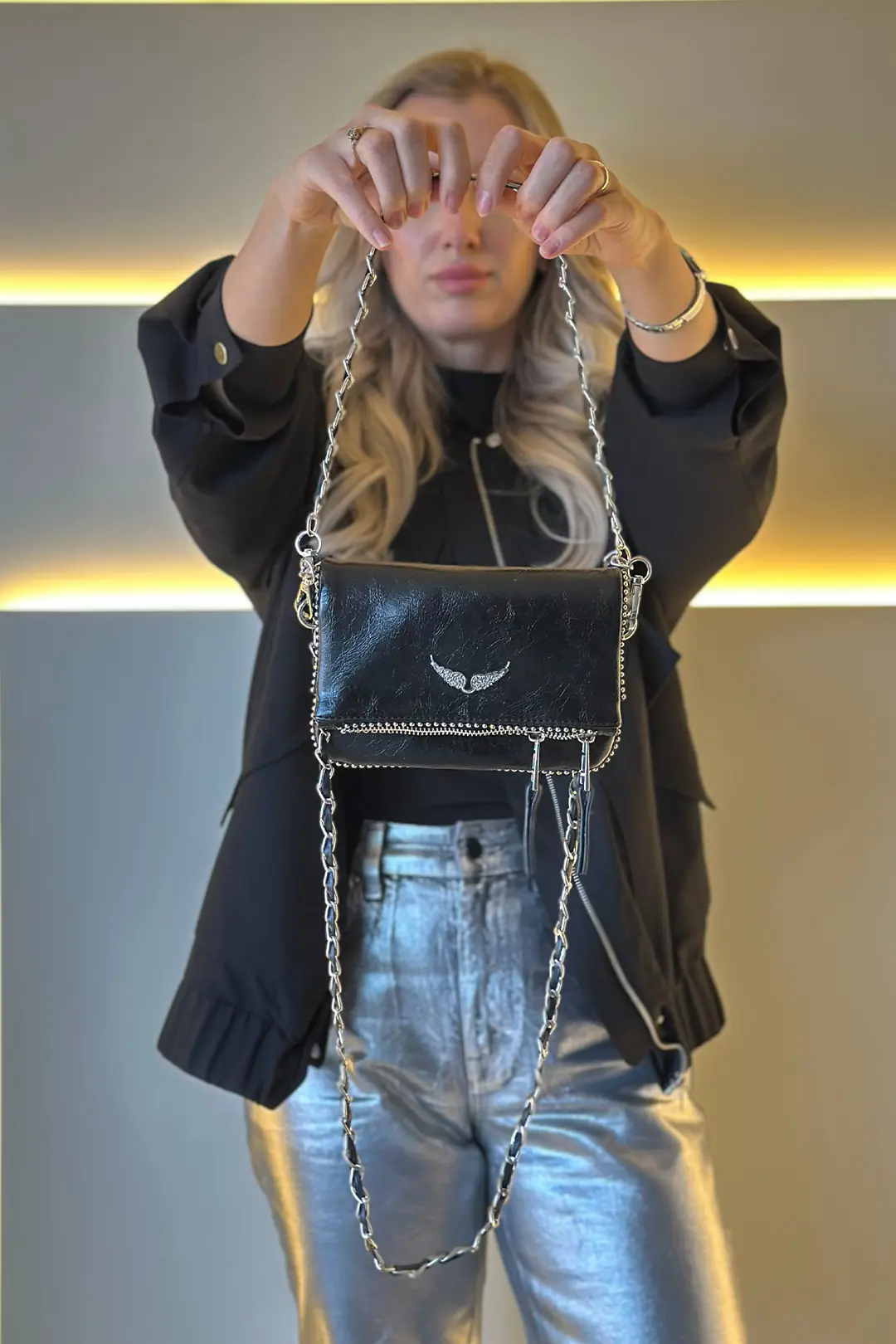 ZDG VLTR - New Rock Mini Siyah Rugan Çanta