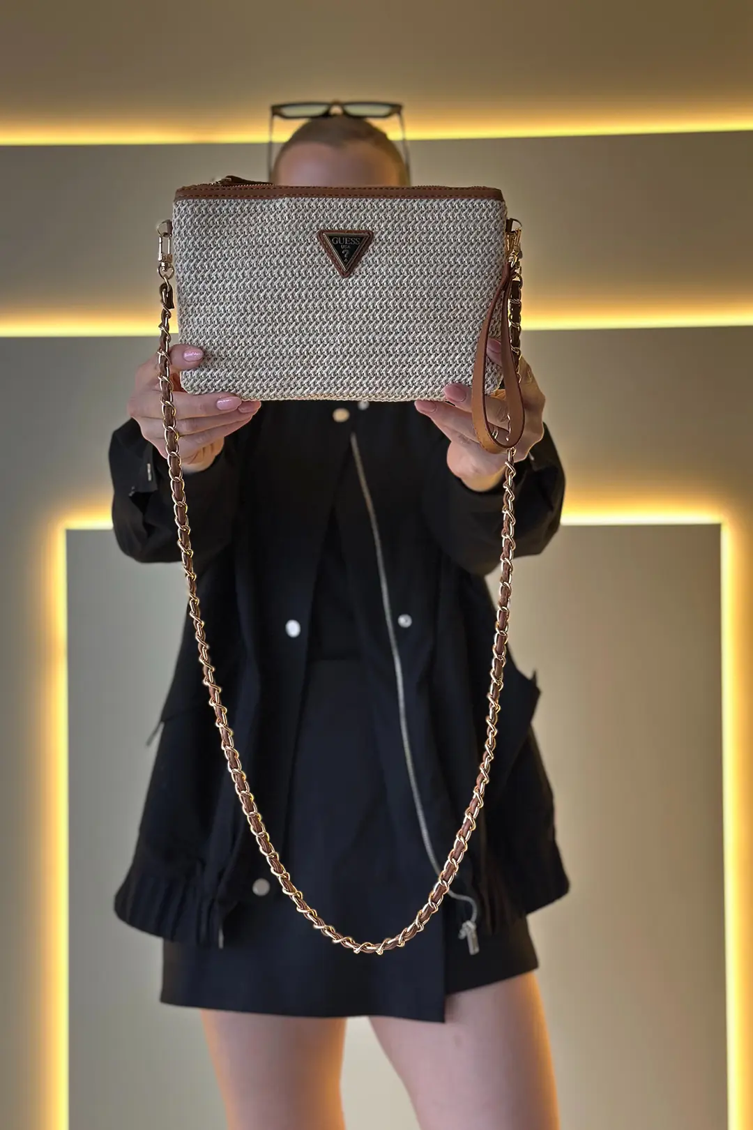 GSS - Zalina Clutch Beyaz Taba Hasır Çanta