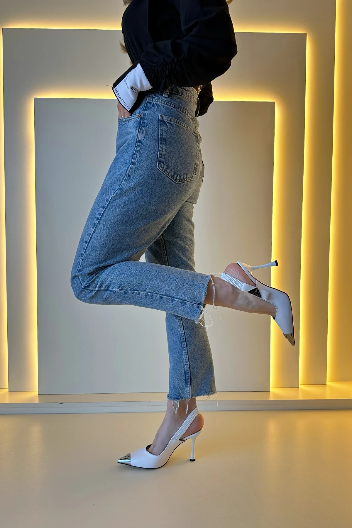 Prd - Topuklu Ayakkabı Beyaz Silver Detay