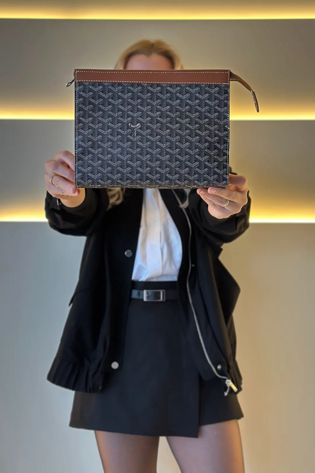GYRD - Big Clutch Siyah Taba Detay Çanta