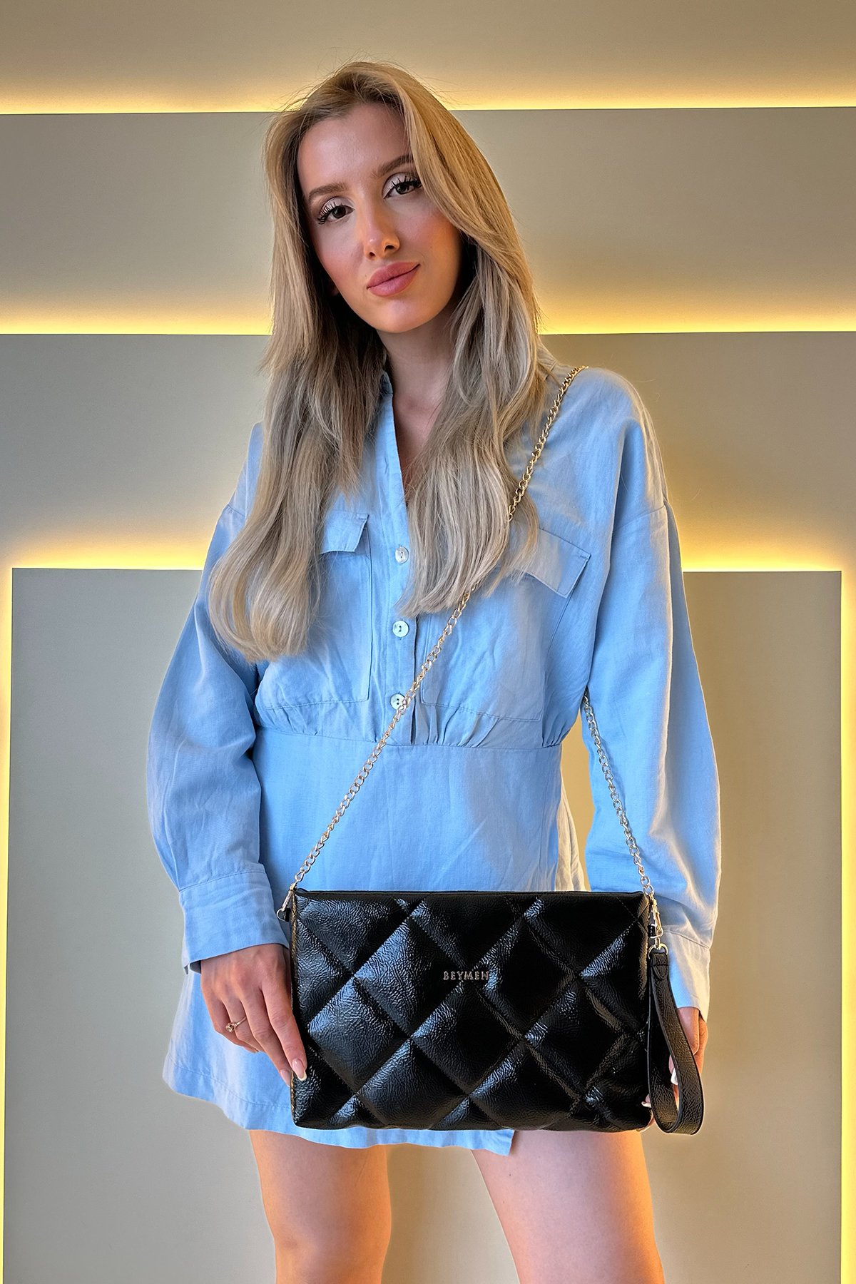 Bymn - Clutch Siyah Rugan