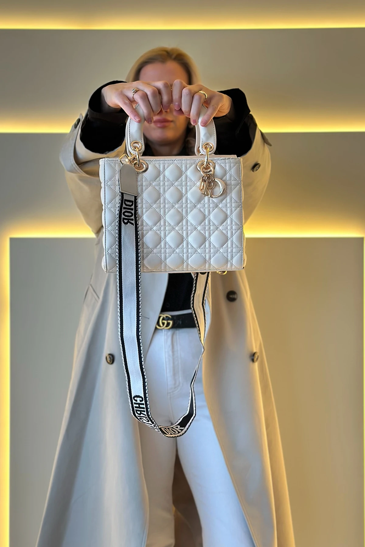 CHRSTN DR - Lady Krem Çanta