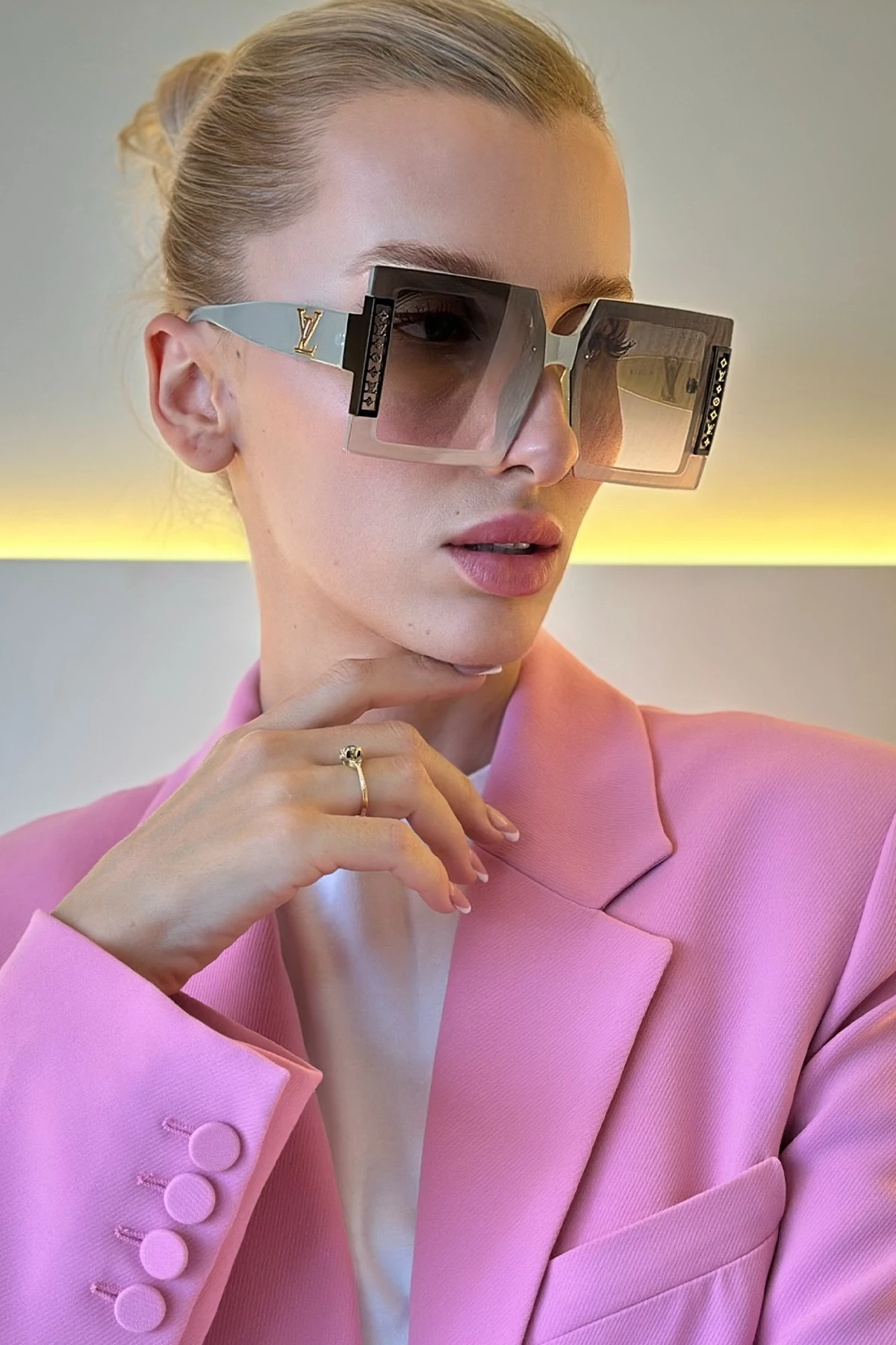 LV - Kahve Krem Cam Krem Detay Güneş Gözlüğü