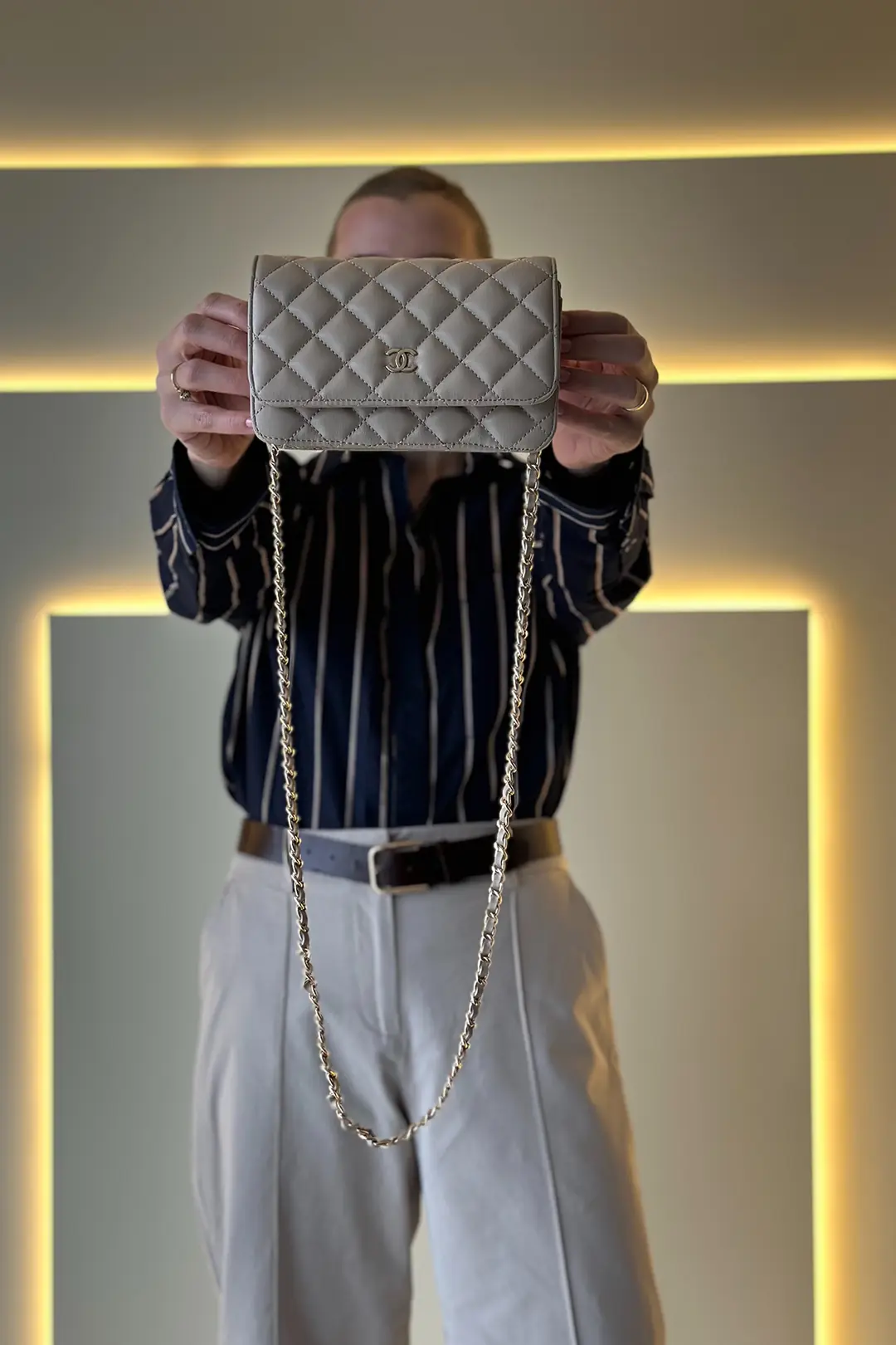 CHNL - Wallet On Chain Krem Gold Çanta