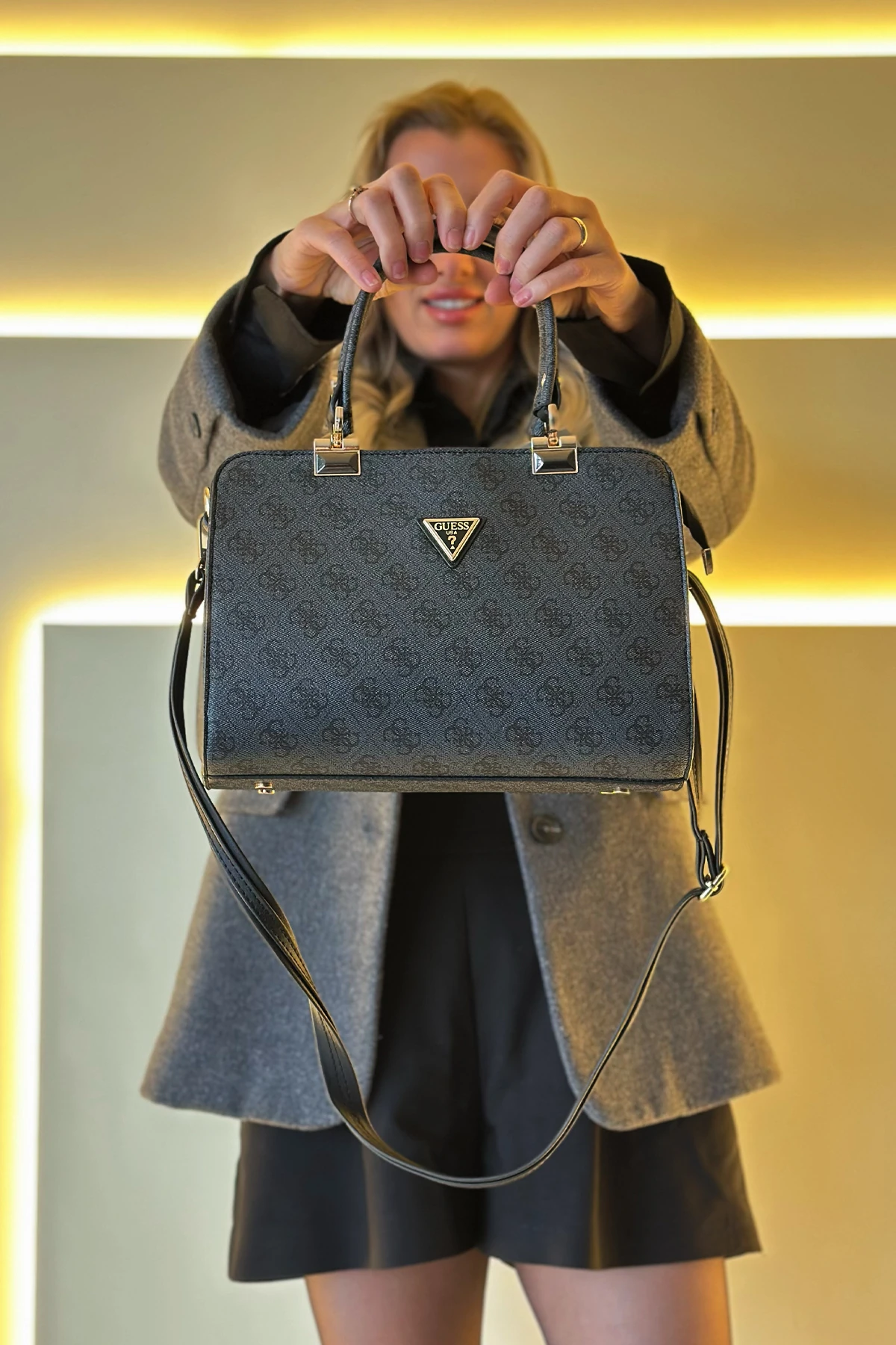 GSS - Box Pail Siyah Damalı Çanta