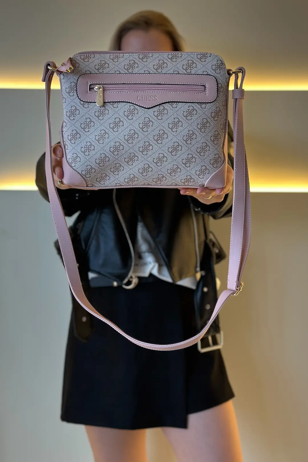 GSS - Monogram Krem Pembe Detay Çanta