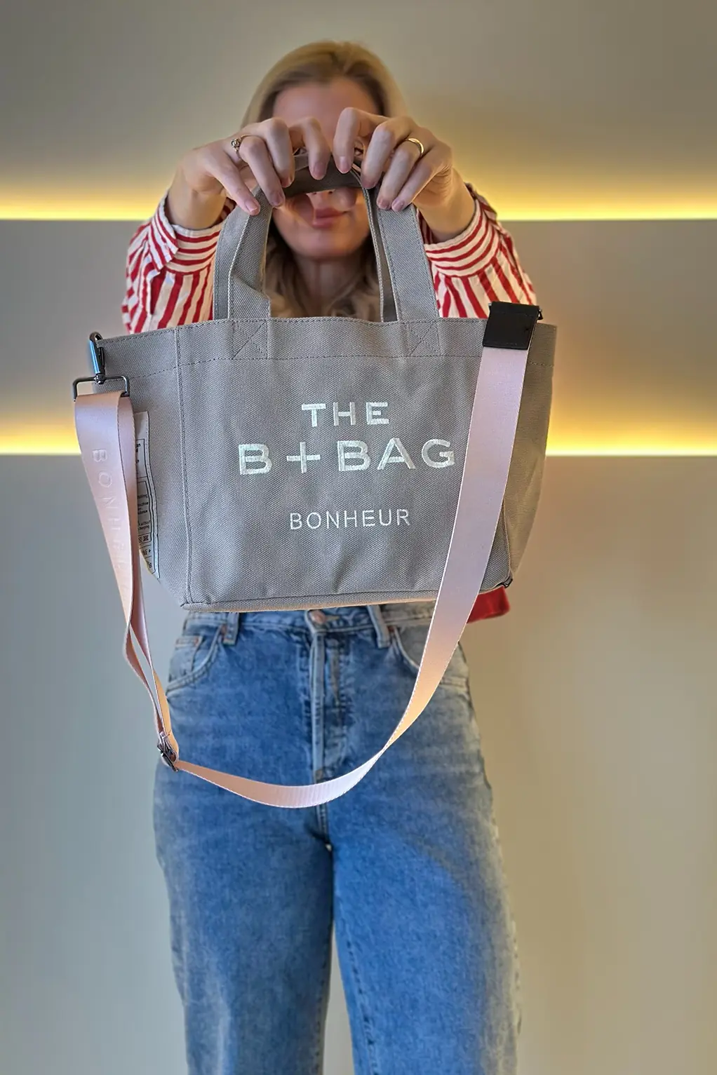 BNHR - B+Bag Krem Pudra Askı Detay Çanta
