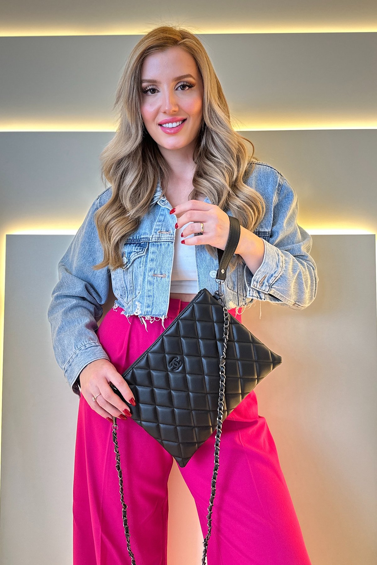 Chnl - Clutch Siyah Deri