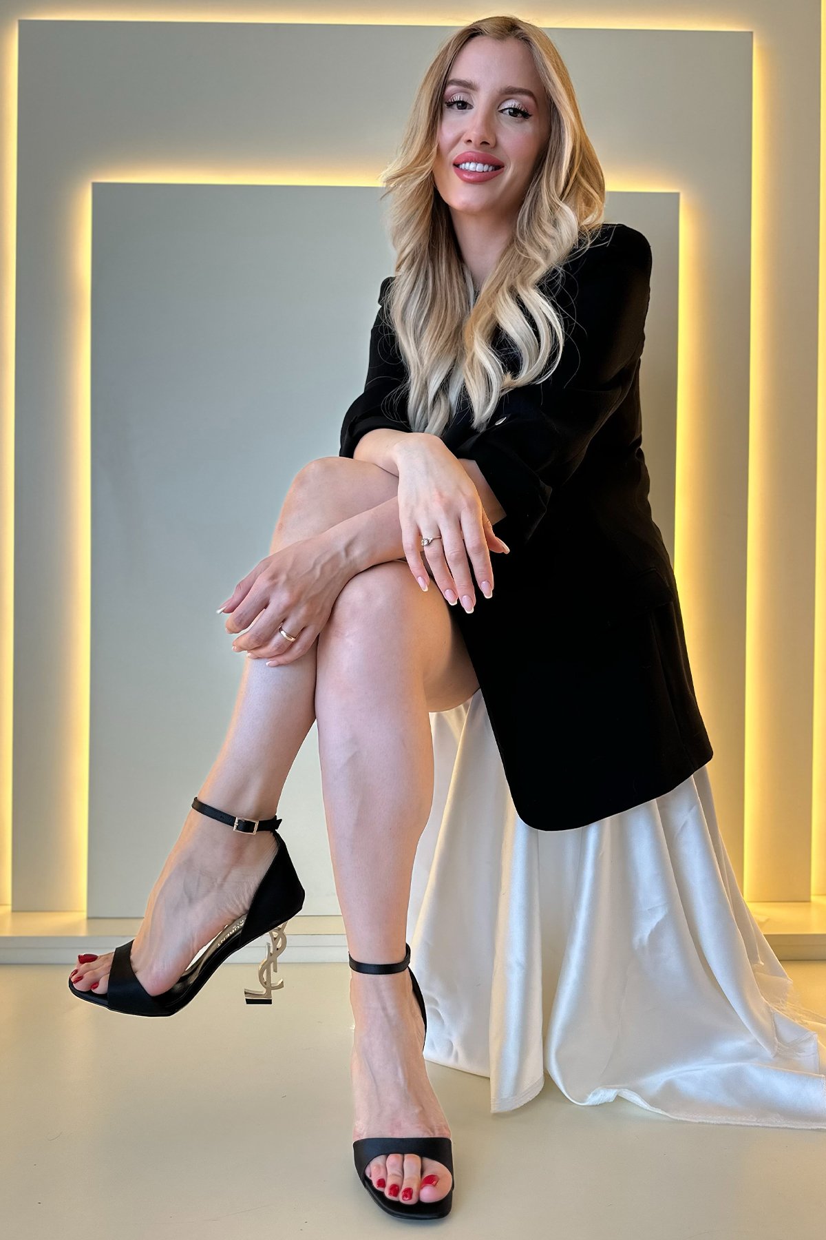 Ysl - Topuklu Ayakkabı Siyah Kemerli