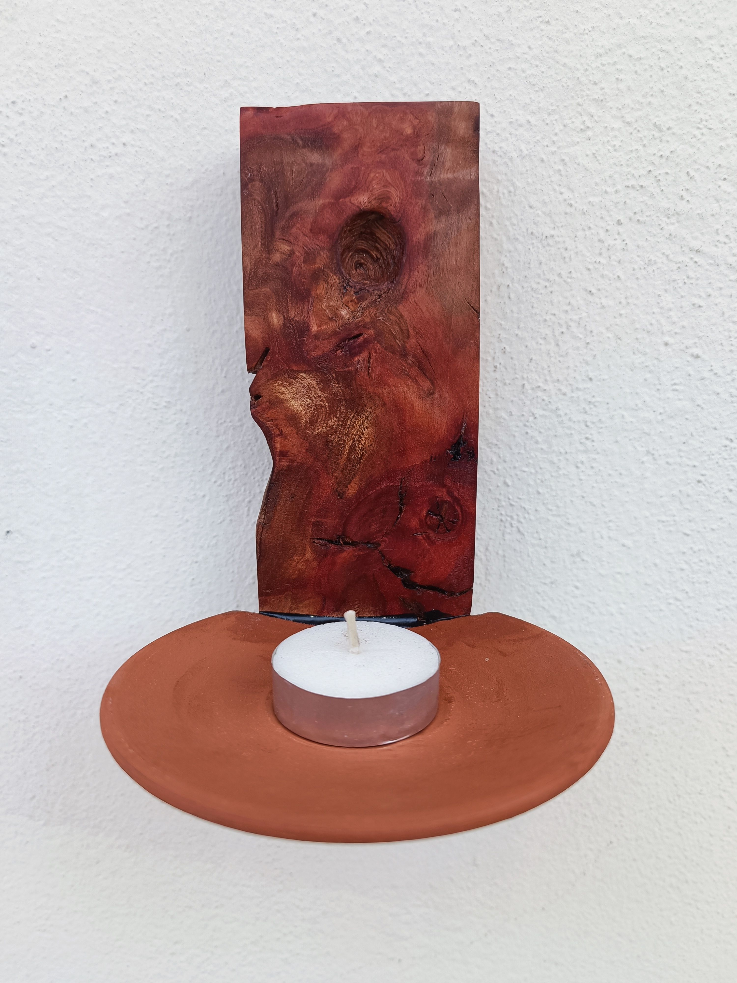 El Yapımı Doğal Ahşap Mumluk & Sukulent 15-6 cm