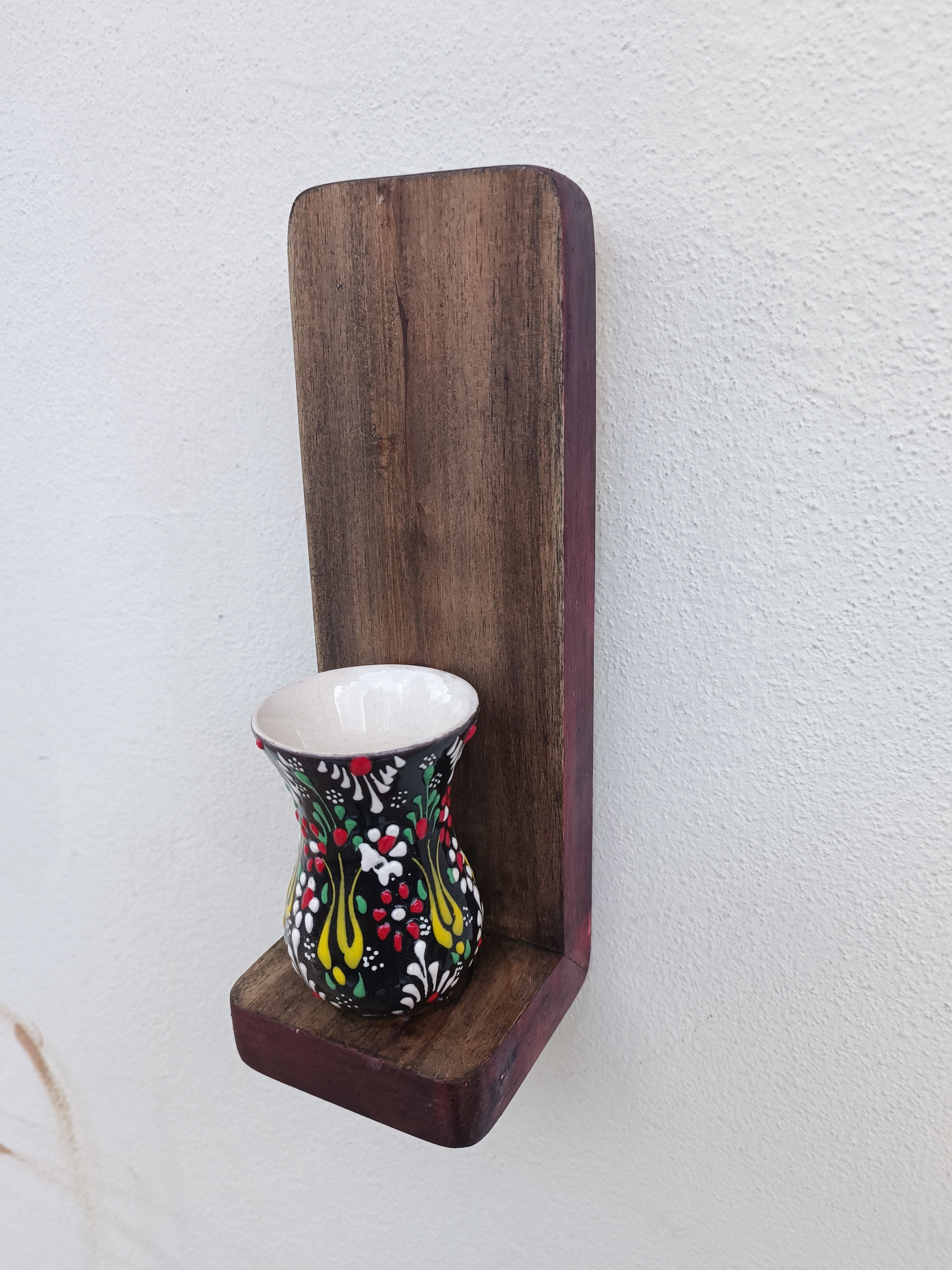 El Yapımı Doğal Ahşap Sukulent Saksı 18-8 cm